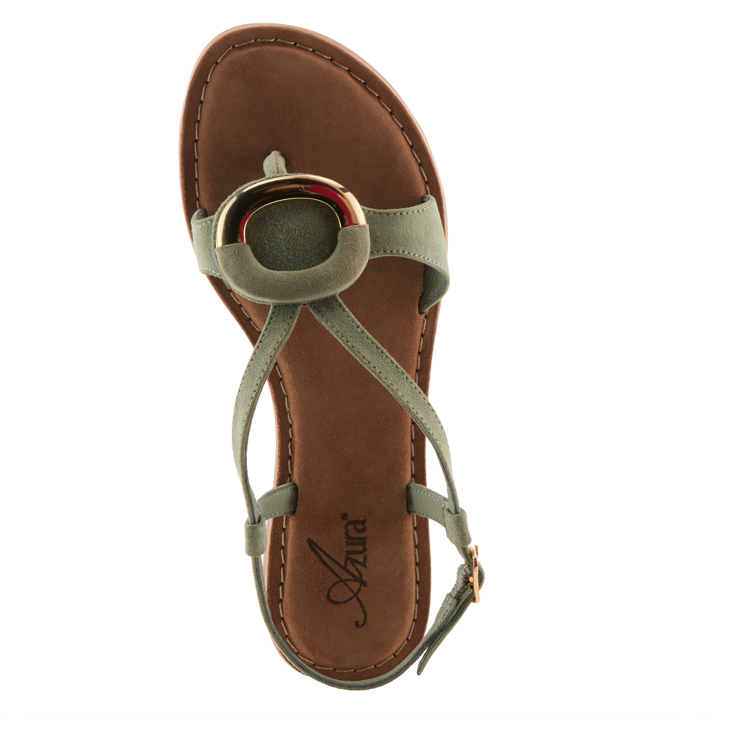 Azura Classylady women's sandal in mint green suede with suede upper and buckle detail