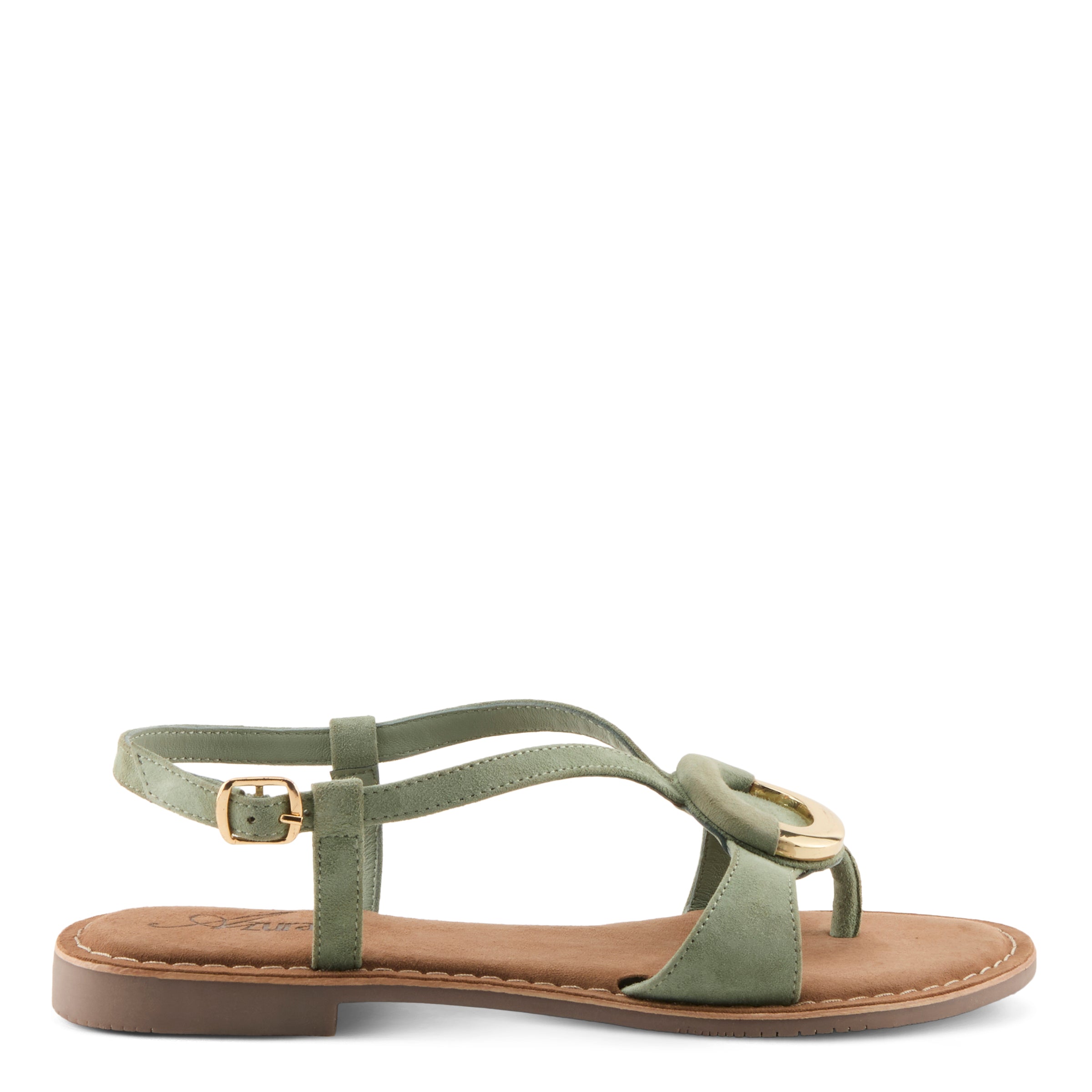Azura Classylady women's sandal in mint green suede with suede upper and buckle detail
