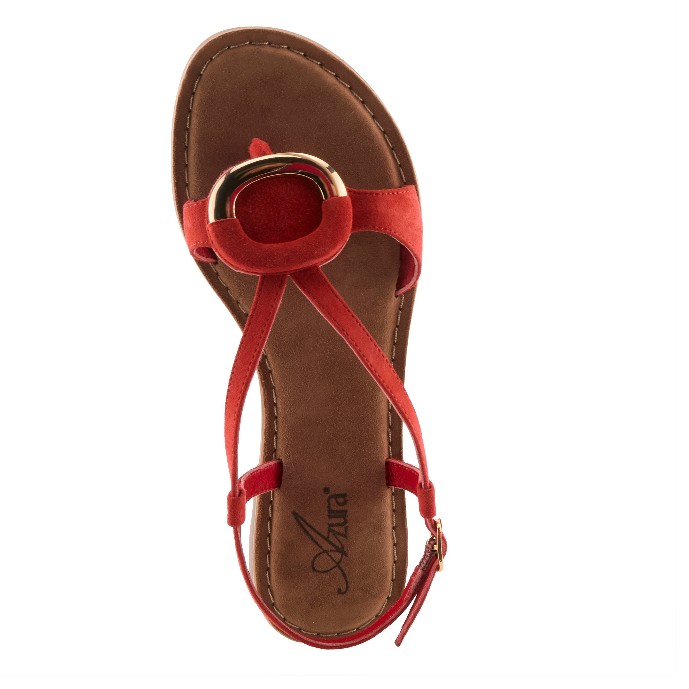 Azura Classylady women's sandal in red suede with suede upper and buckle detail