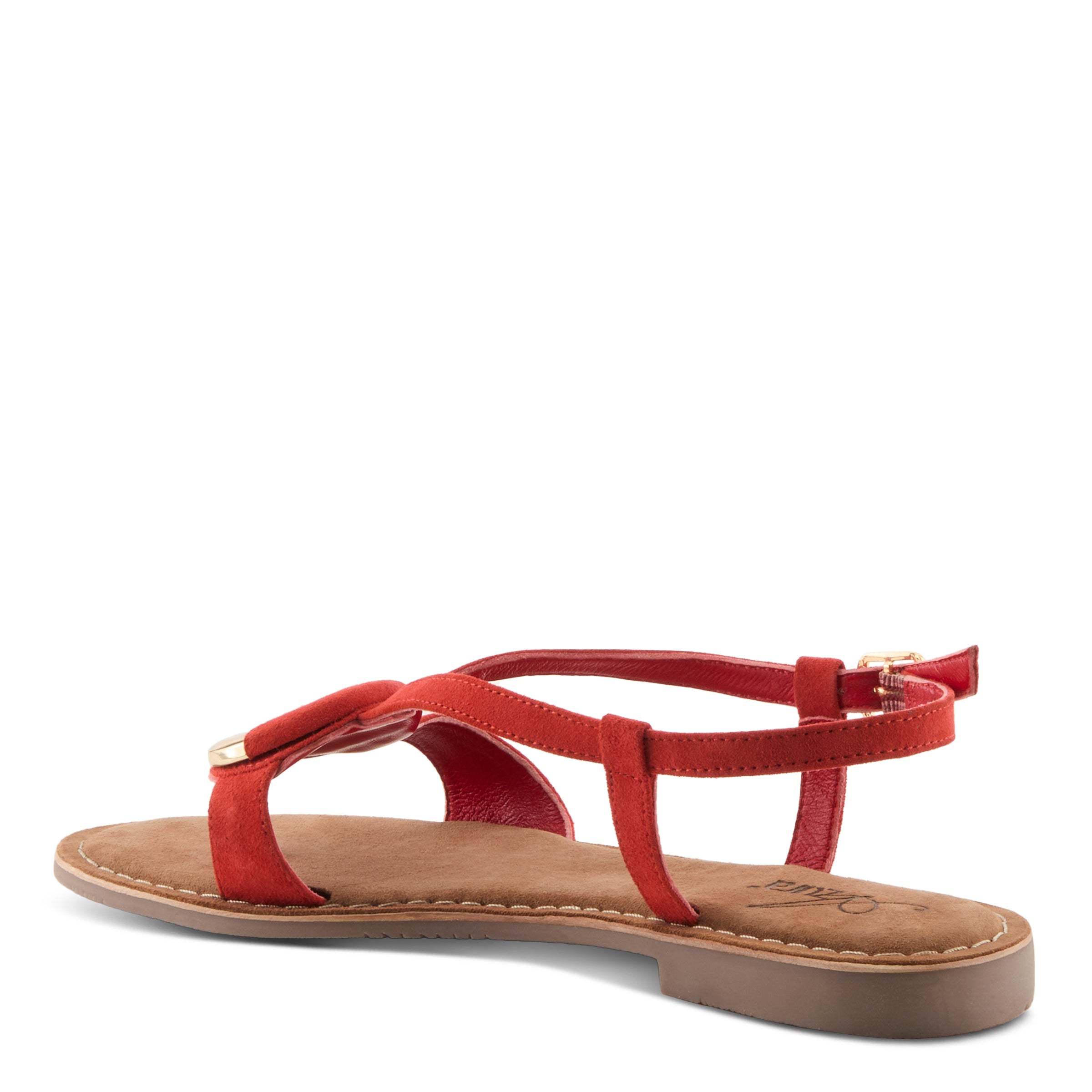 Azura Classylady women's sandal in red suede with suede upper and buckle detail