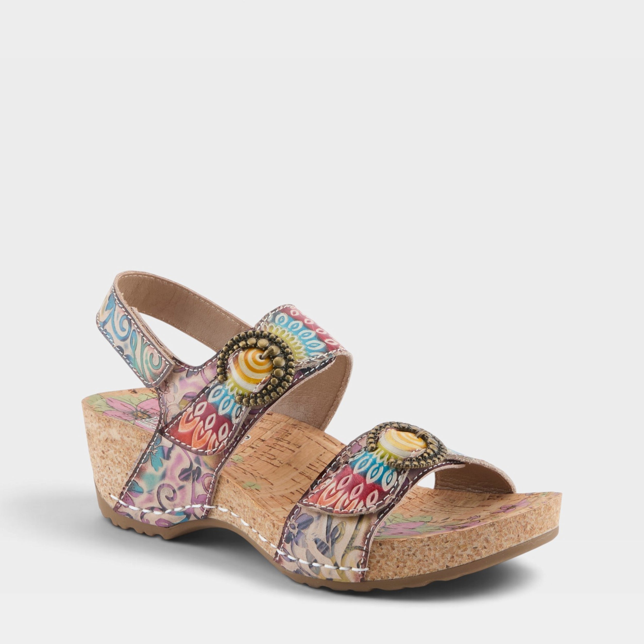 L'Artiste COLOMECOOL SANDALS in TAN MULTI, front view