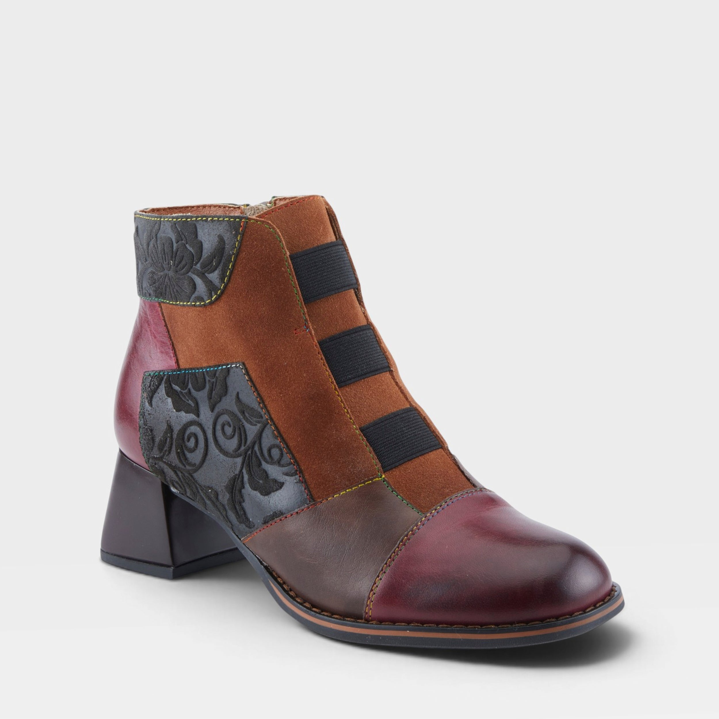 L'Artiste COPINE BOOTS in BORDEAUX MULTI, front view