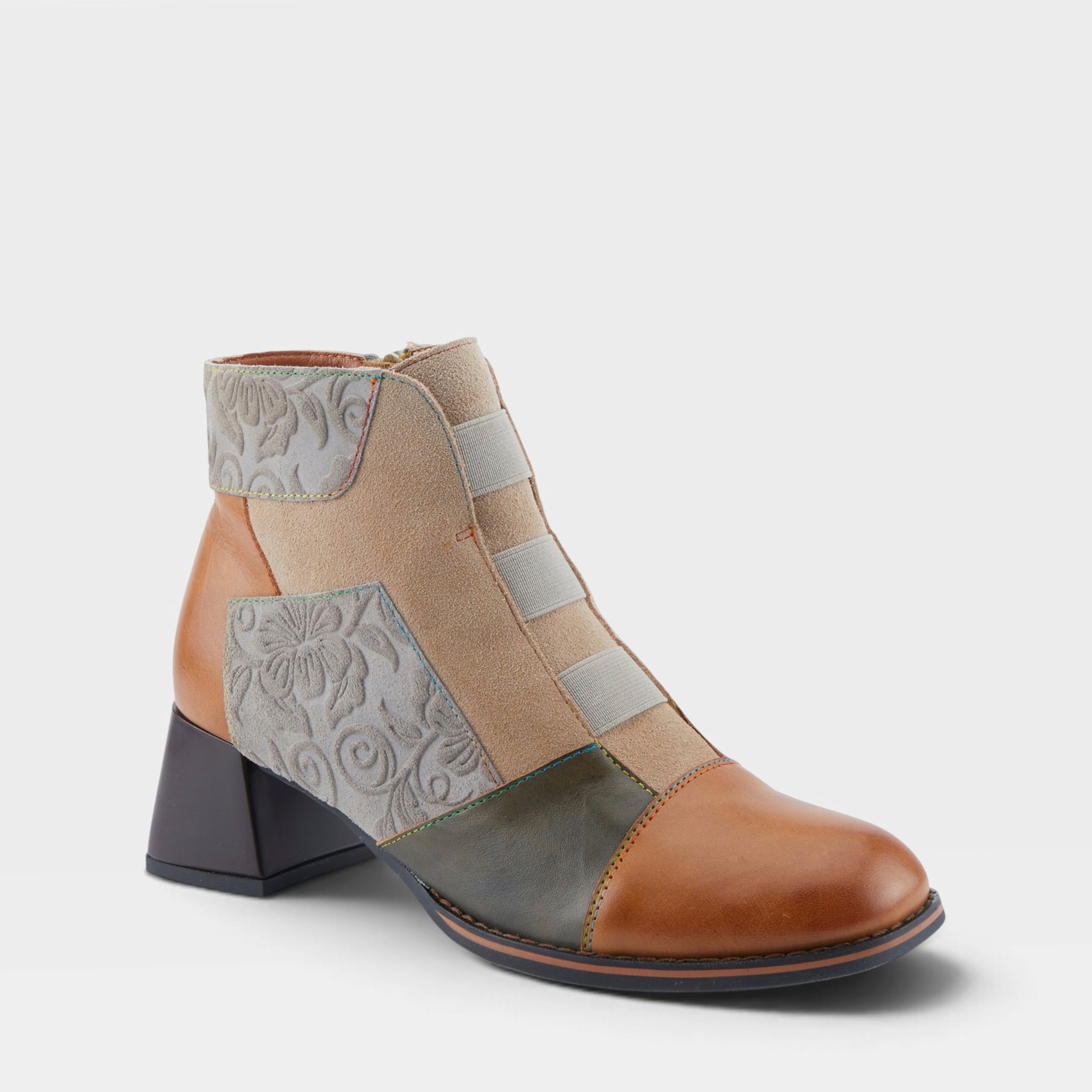 L'Artiste COPINE BOOTS in TAN MULTI, front view
