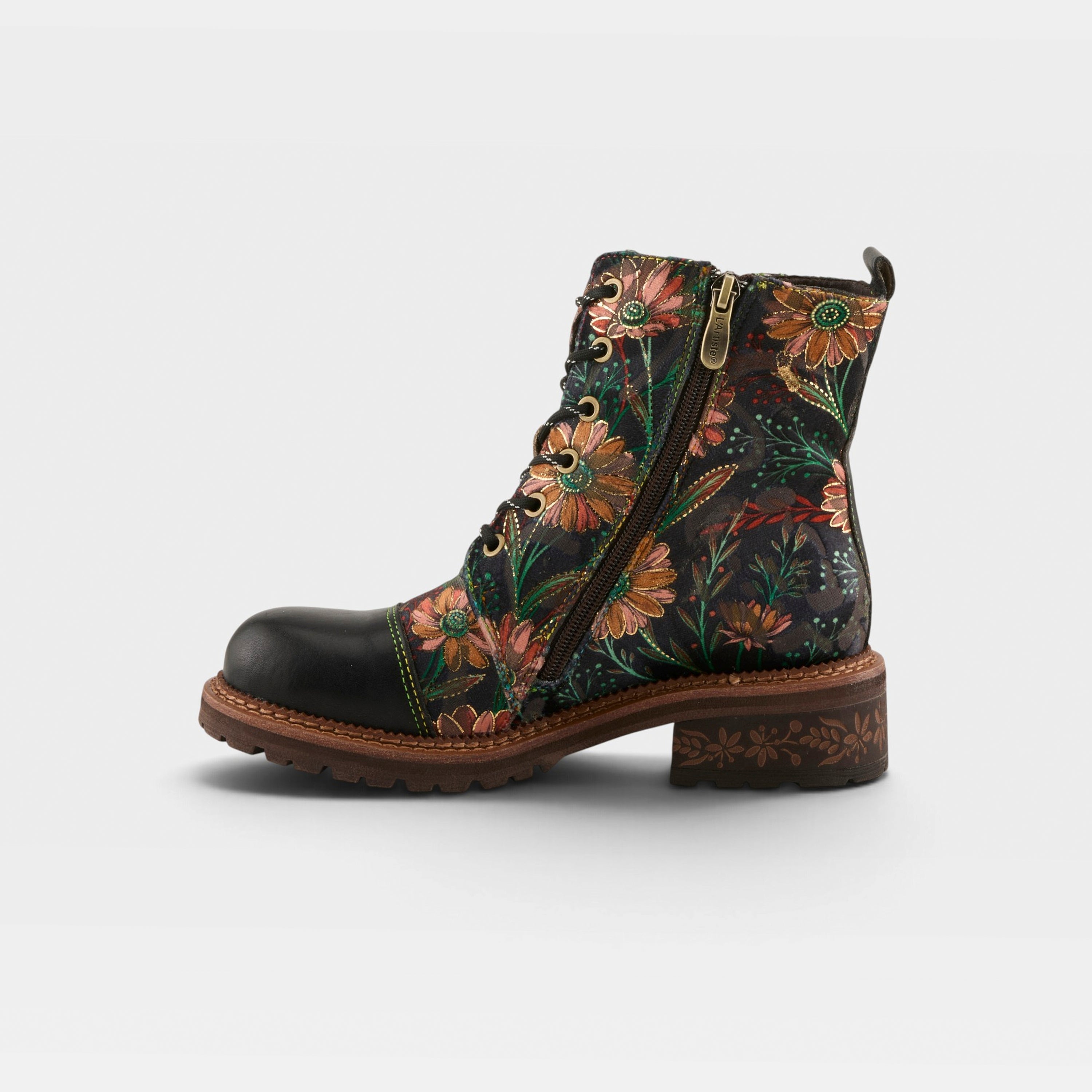 L'Artiste Cordea boots in Black Multi, side view