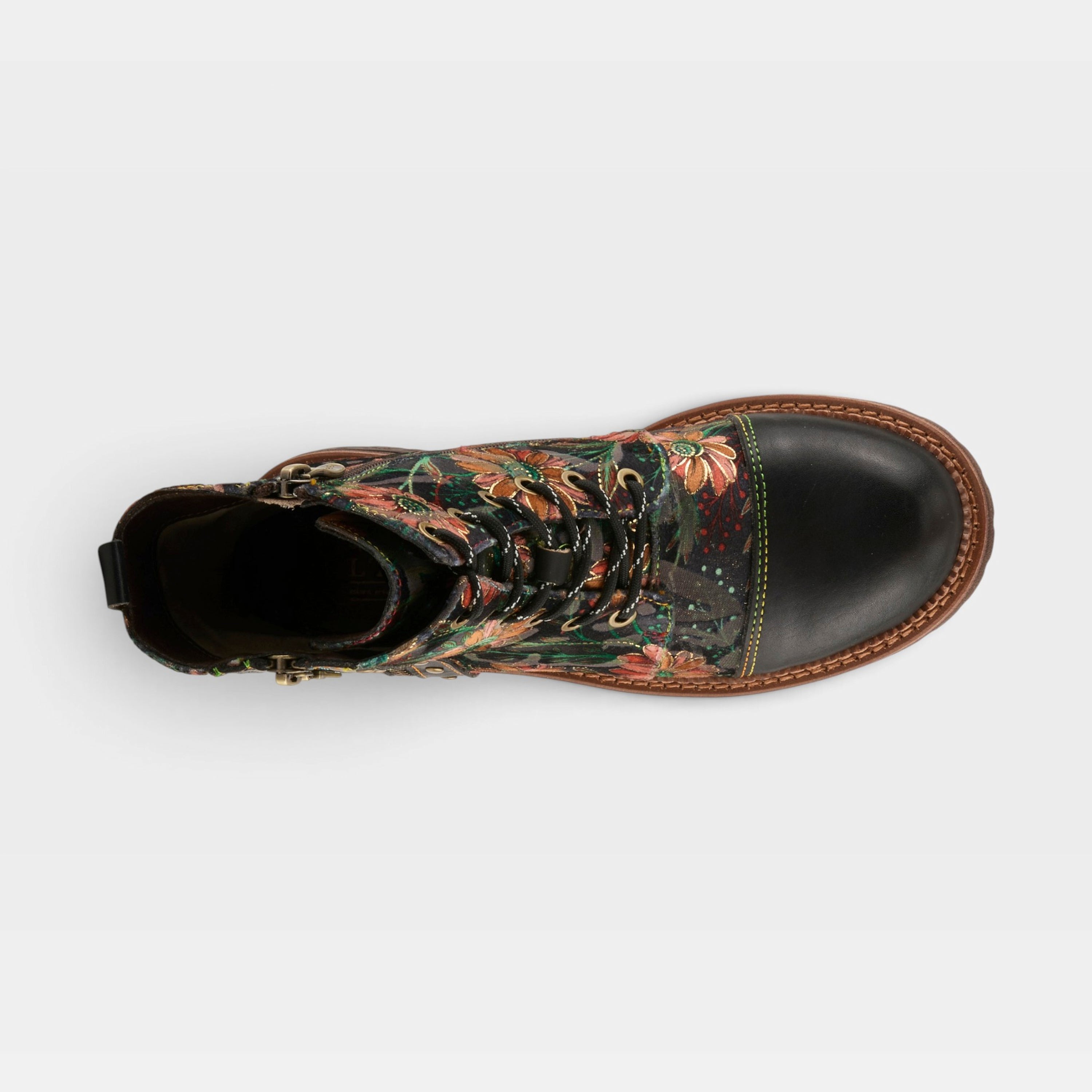 L'Artiste Cordea boots in Black Multi, top view