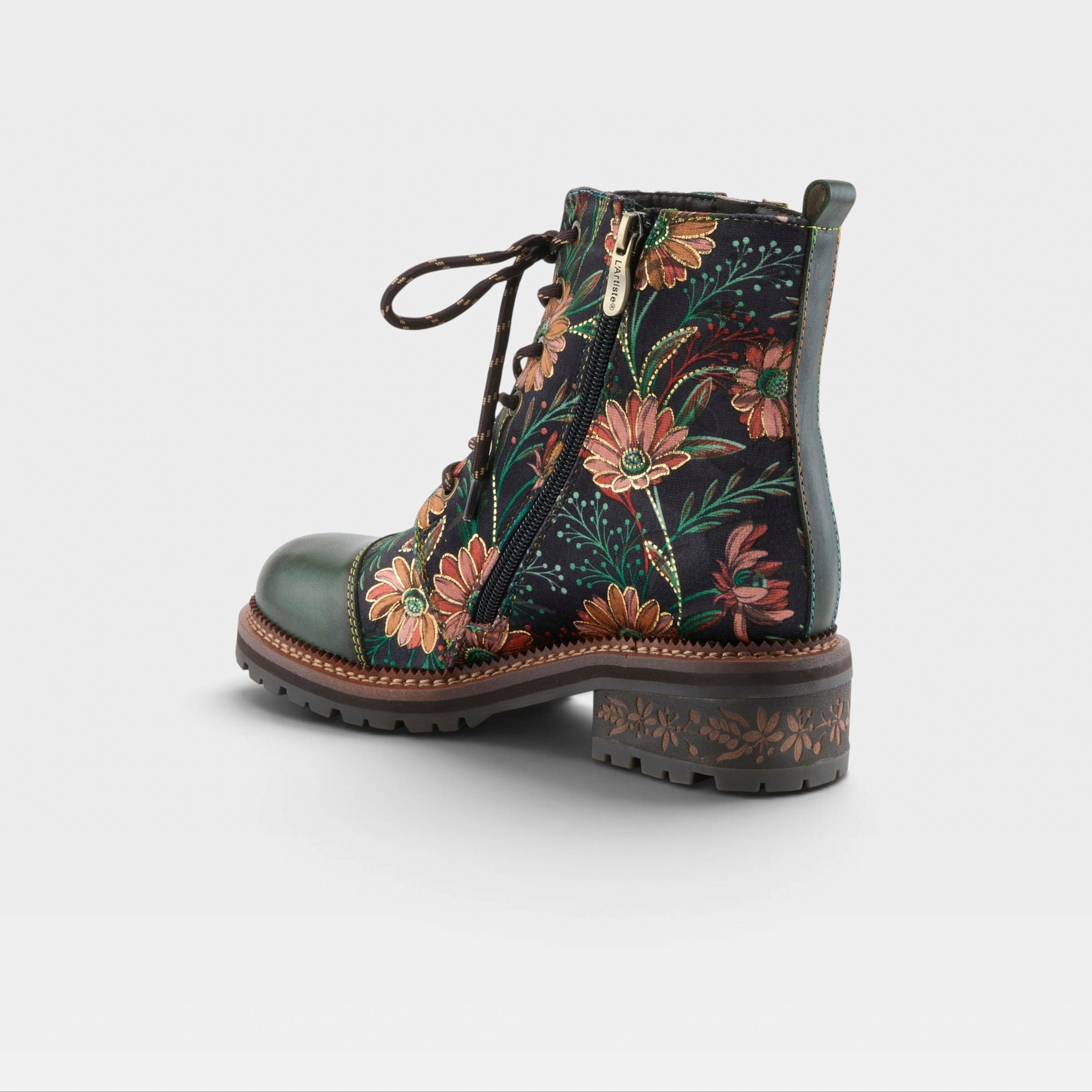 L'Artiste Cordea boots in Green Multi, alternate angle view