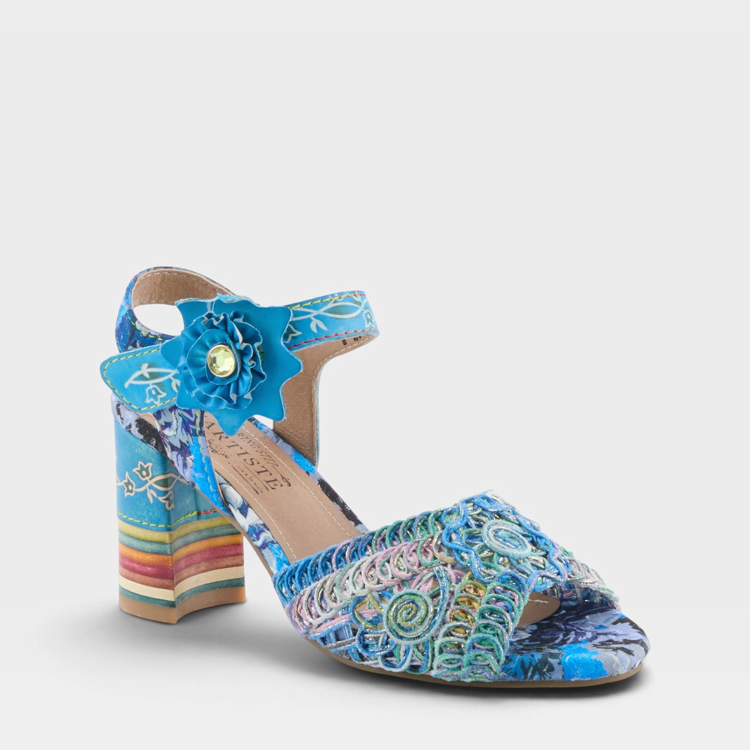 L'Artiste COSMOPLEZE SANDALS in BLUE MULTI, front view