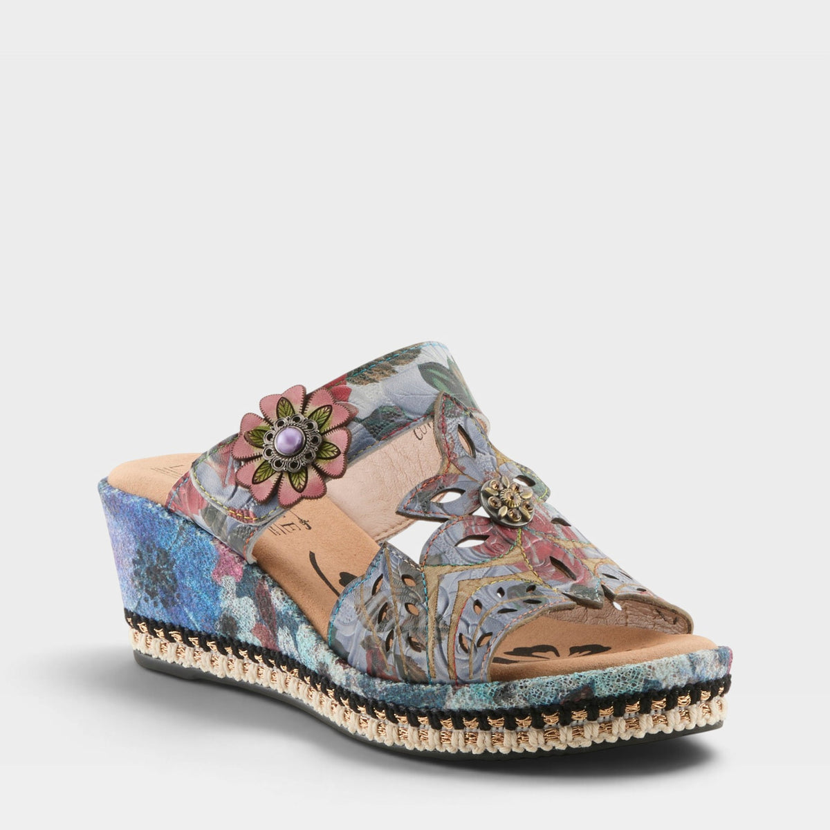 L'Artiste COVERUP SANDALS in NAVY MULTI, front view