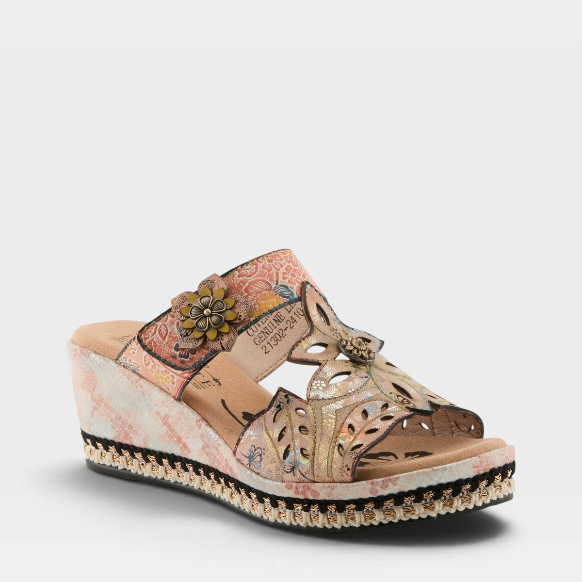 L'Artiste COVERUP SANDALS in PEACH, front view