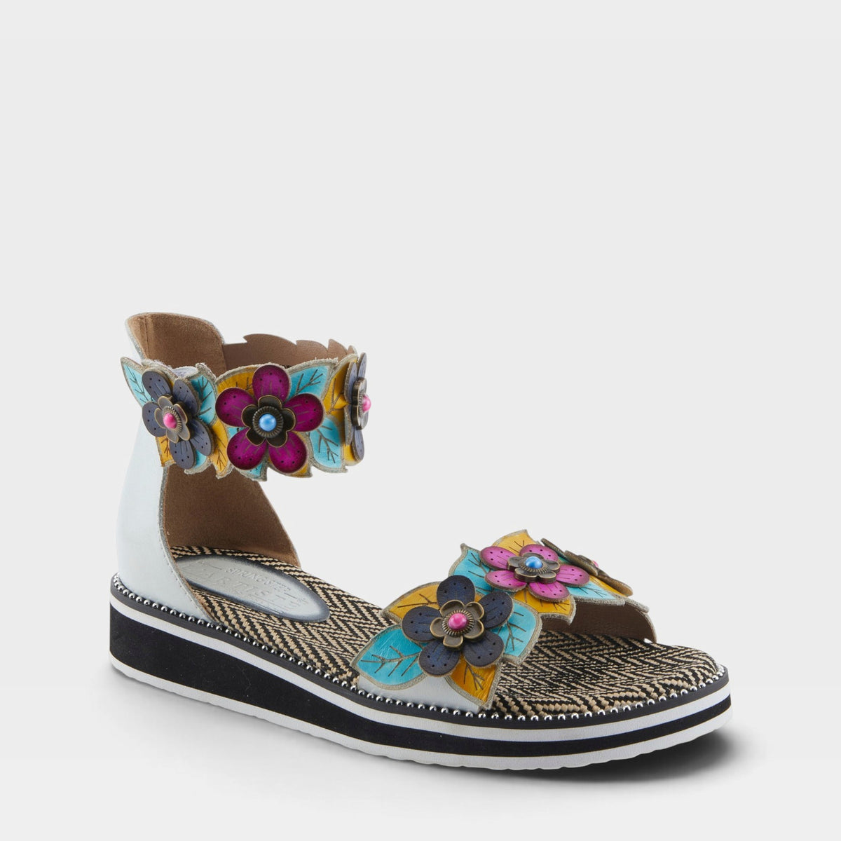 L'Artiste CRUZER SANDALS in WHITE MULTI, front view