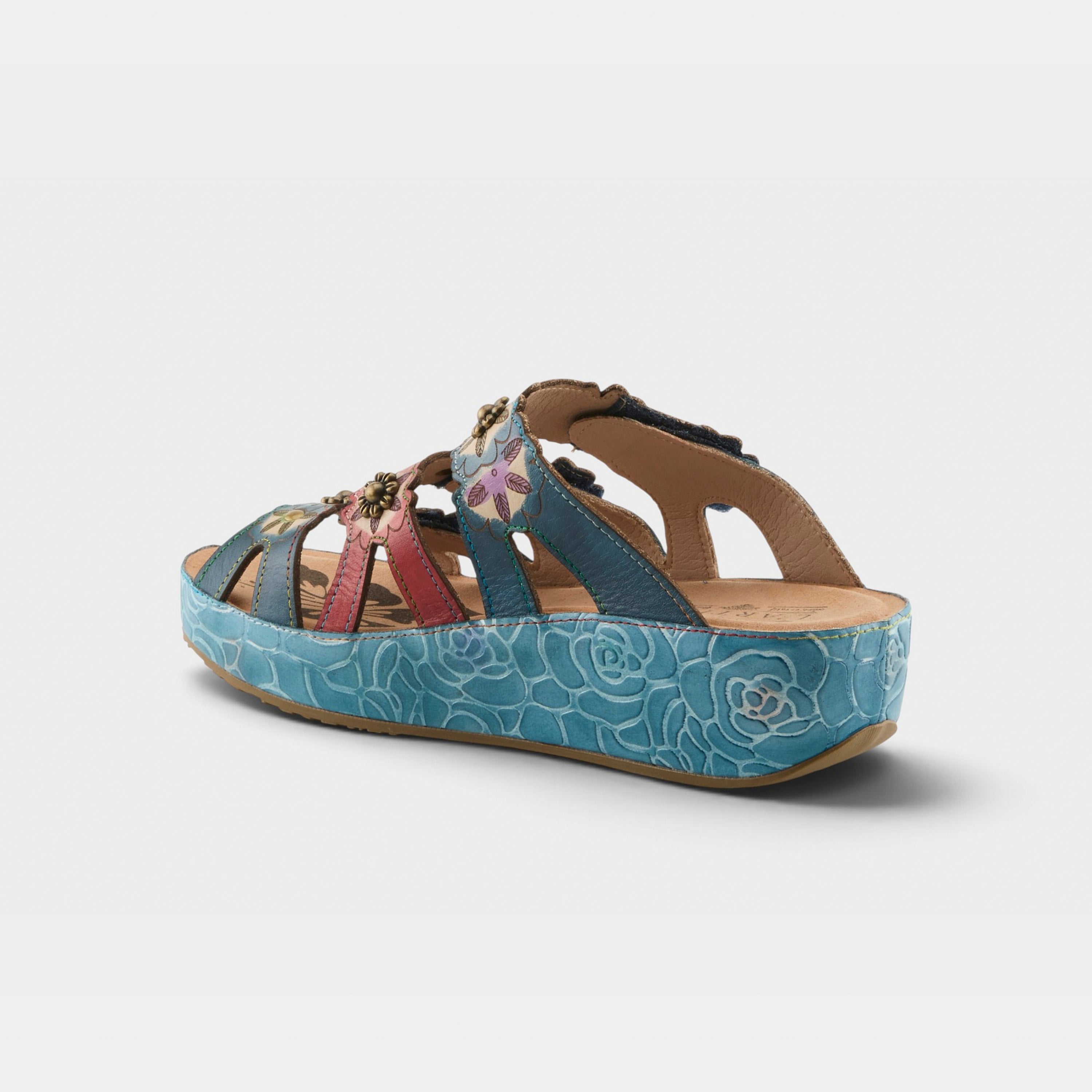 L'Artiste Cuddlecake sandals in Navy Multi, alternate angle view