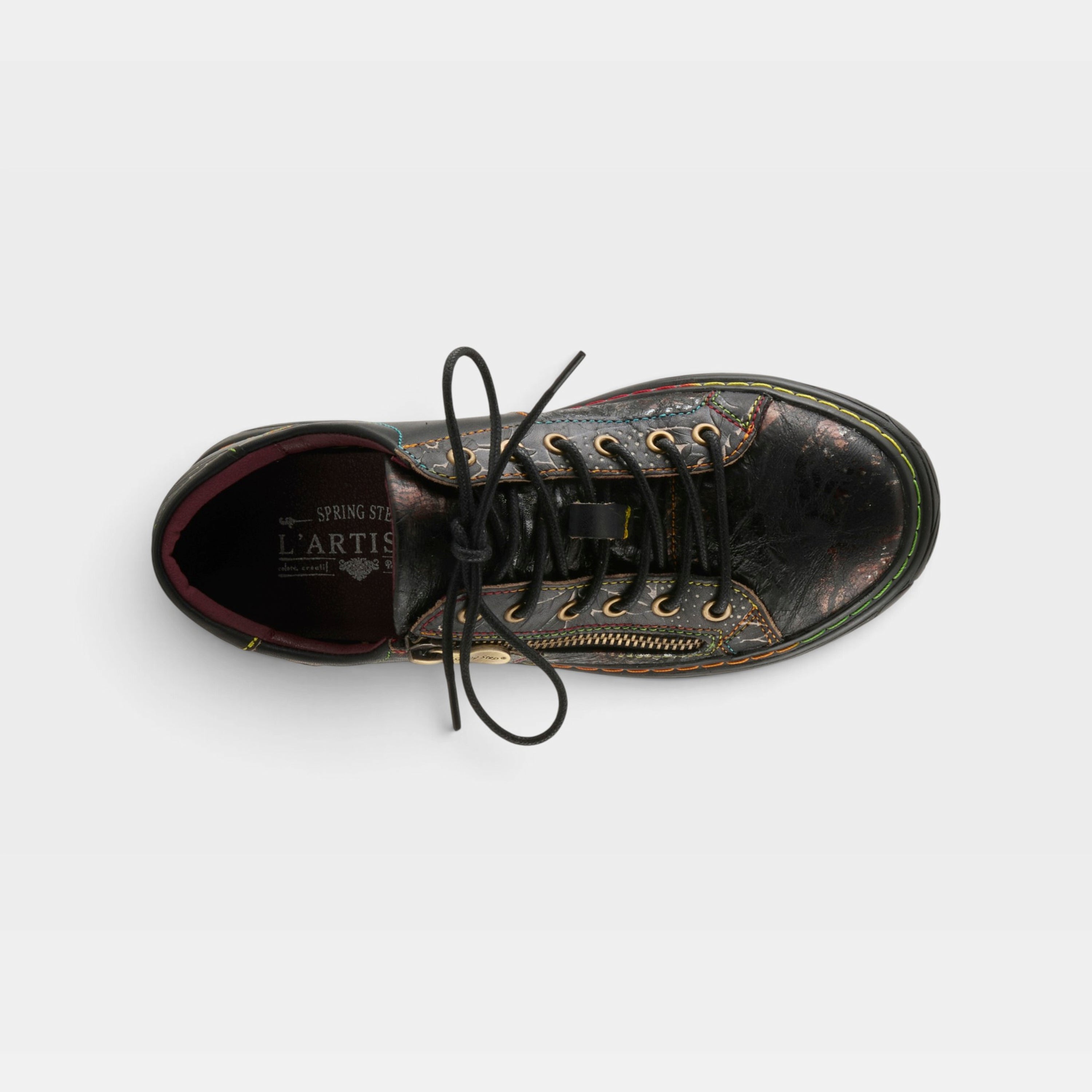 L'Artiste Danli-Bloom sneaker shoes in Black Multi, top view