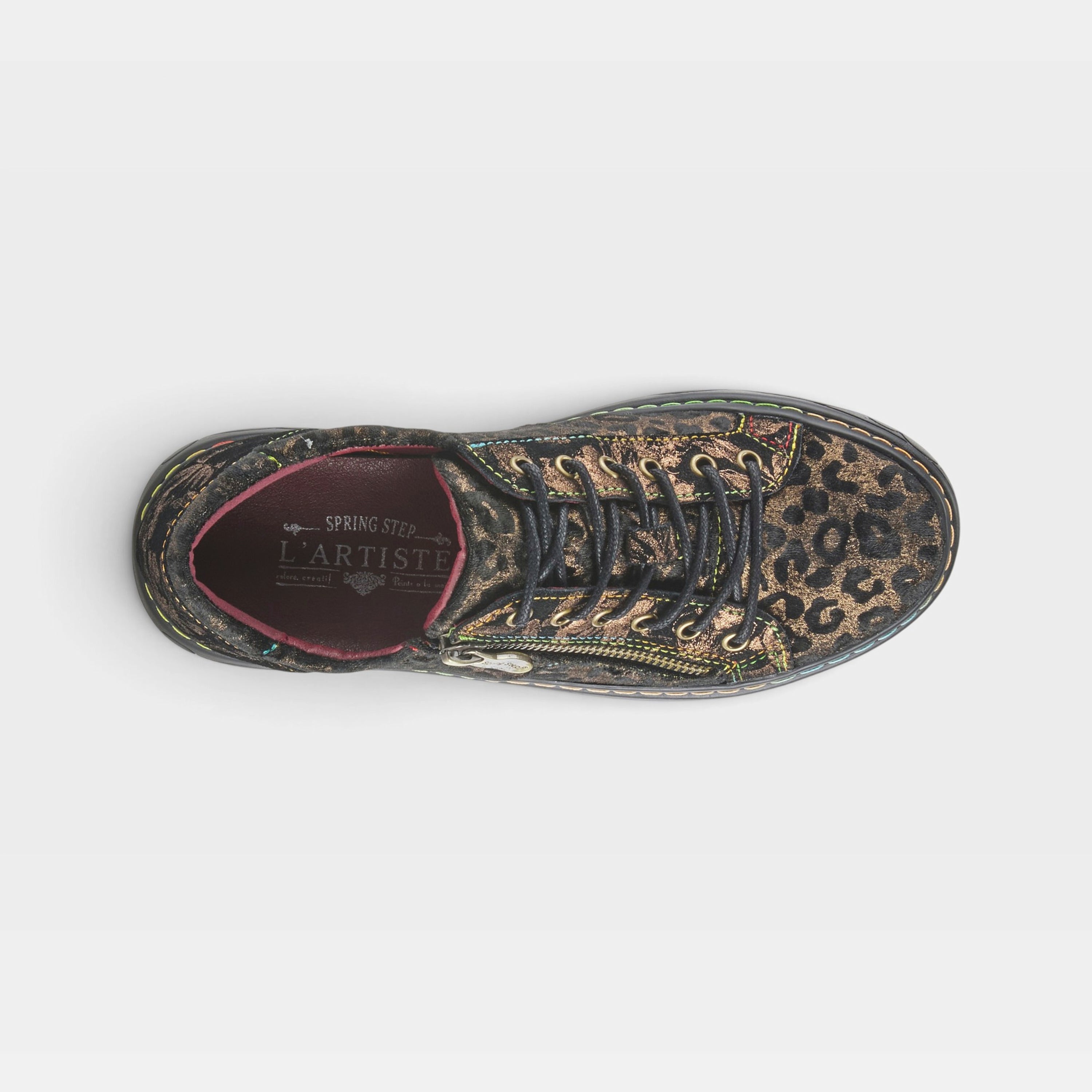 L'Artiste Danli-Cheeta sneakers in Bronze Multi, top view