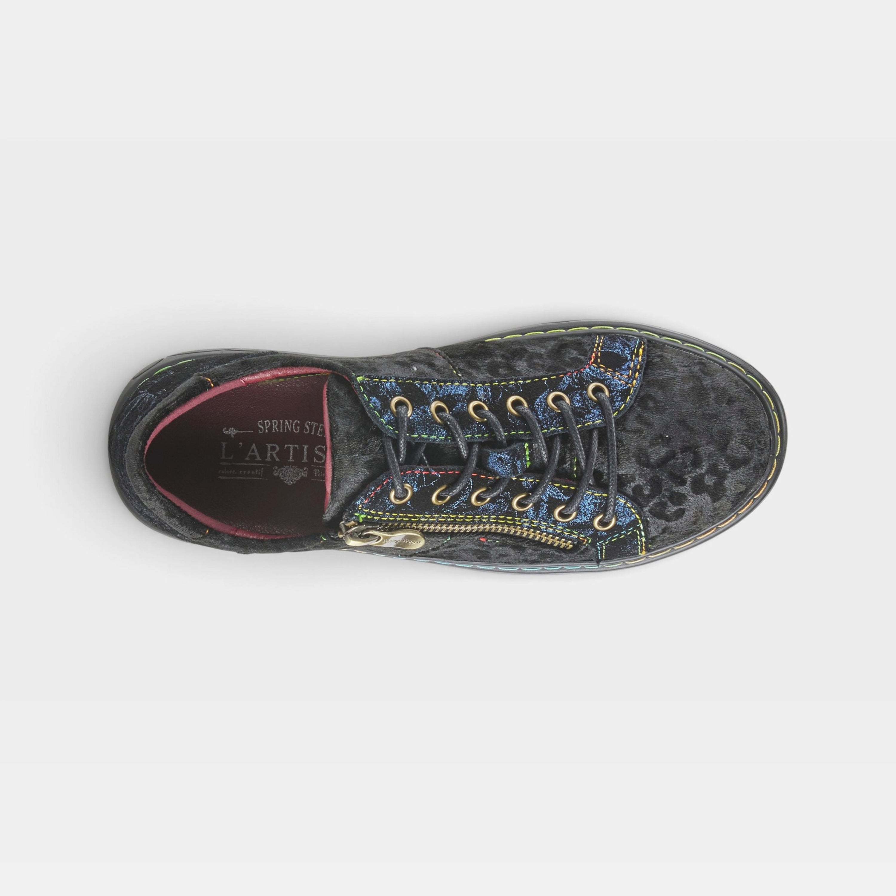 L'Artiste Danli-Cheeta sneakers in Navy Multi, top view