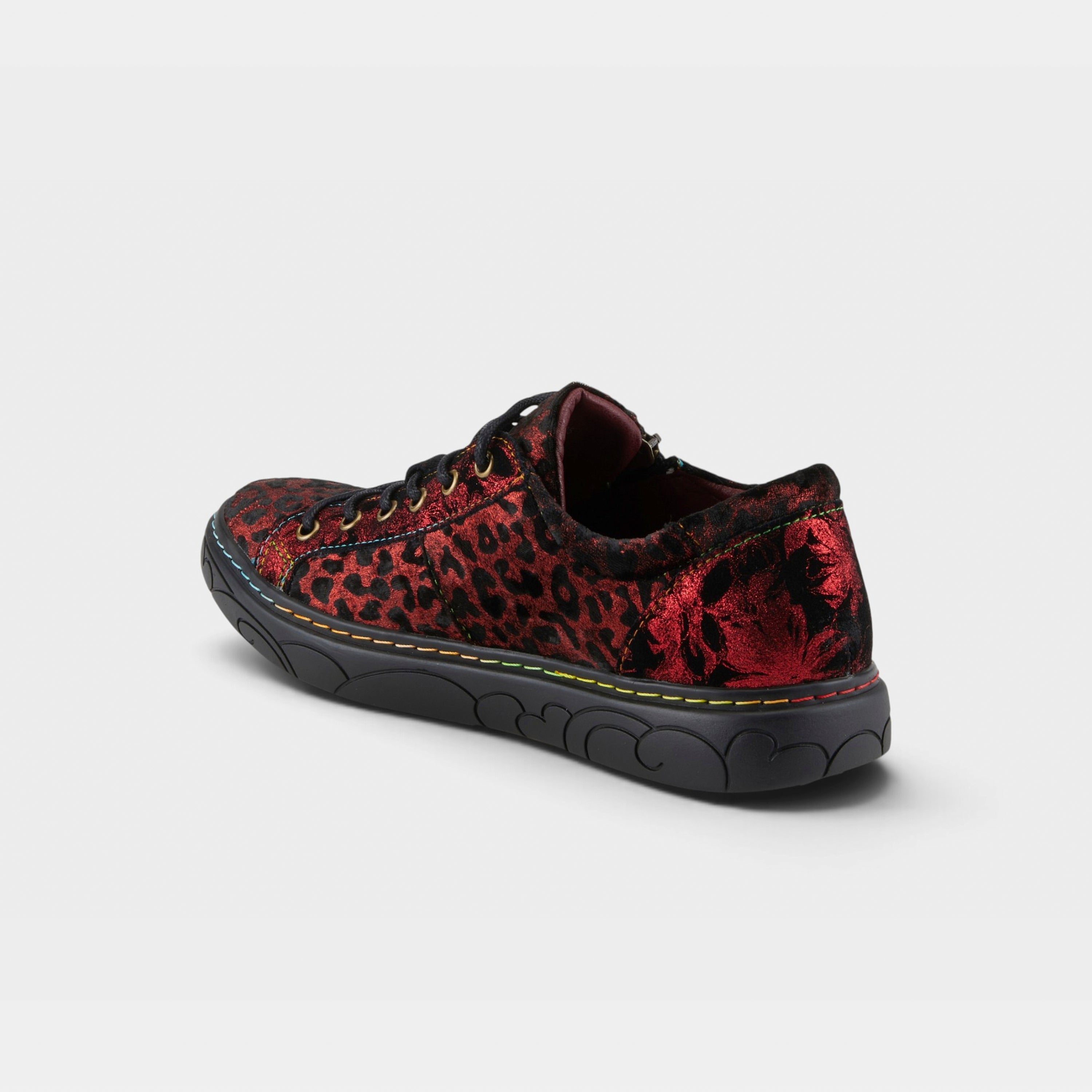 L'Artiste Danli-Cheeta sneakers in Red Multi, alternate angle view