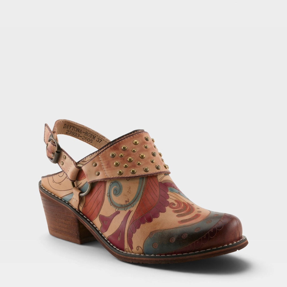 L'Artiste DAYTONA CLOGS in BEIGE MULTI, front view