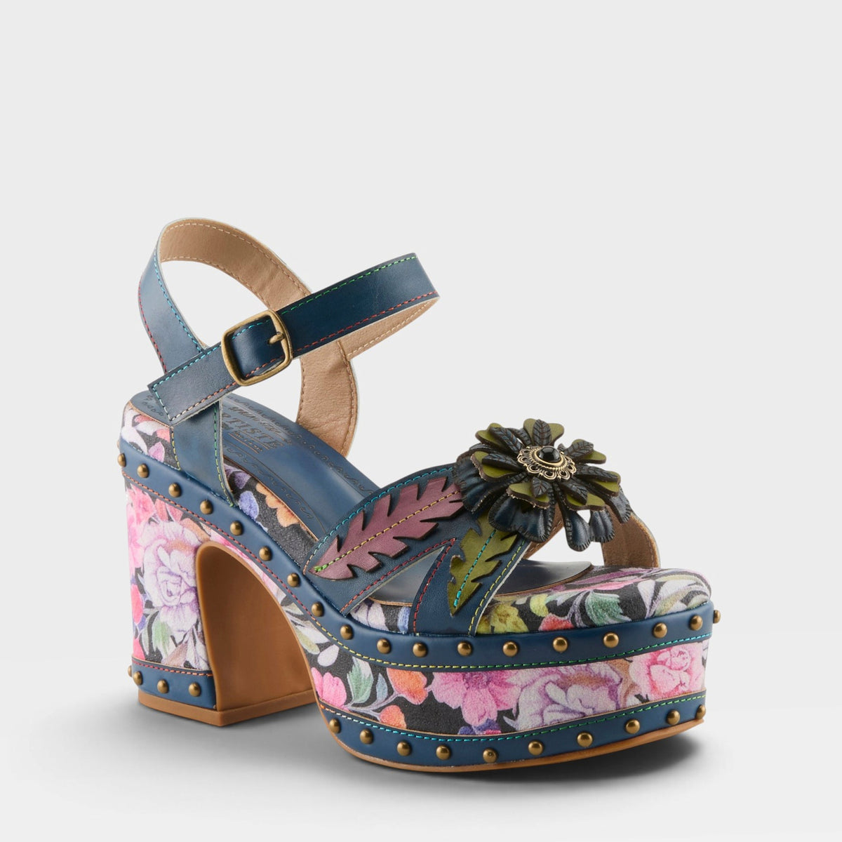 L'Artiste DECKEDOUT SANDALS in NAVY MULTI, front view