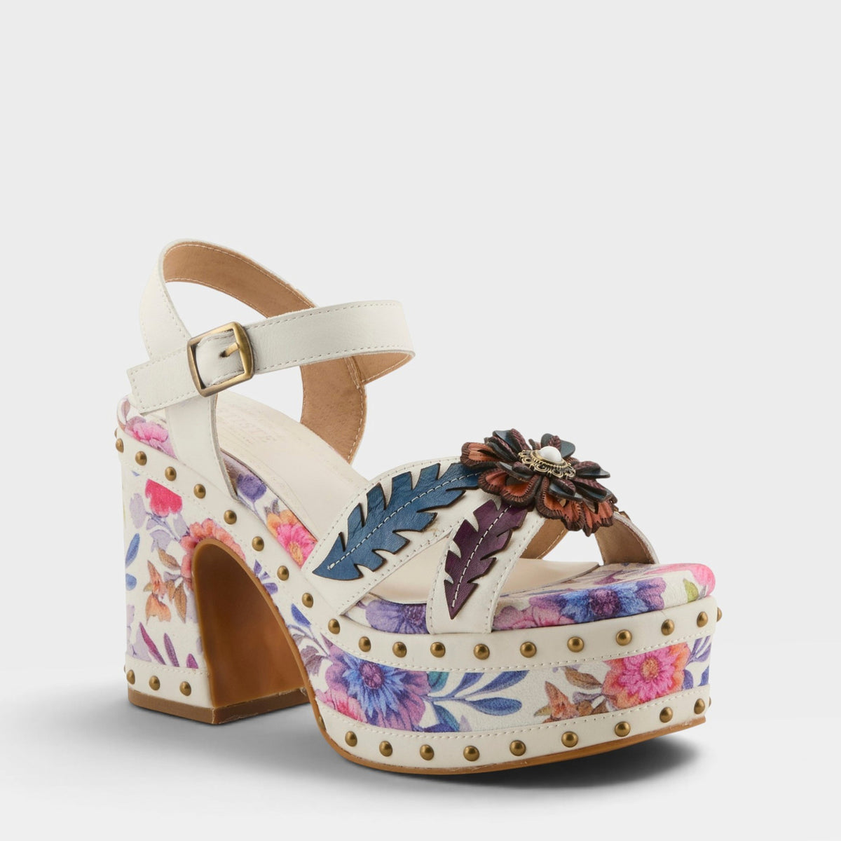 L'Artiste DECKEDOUT SANDALS in WHITE MULTI, front view