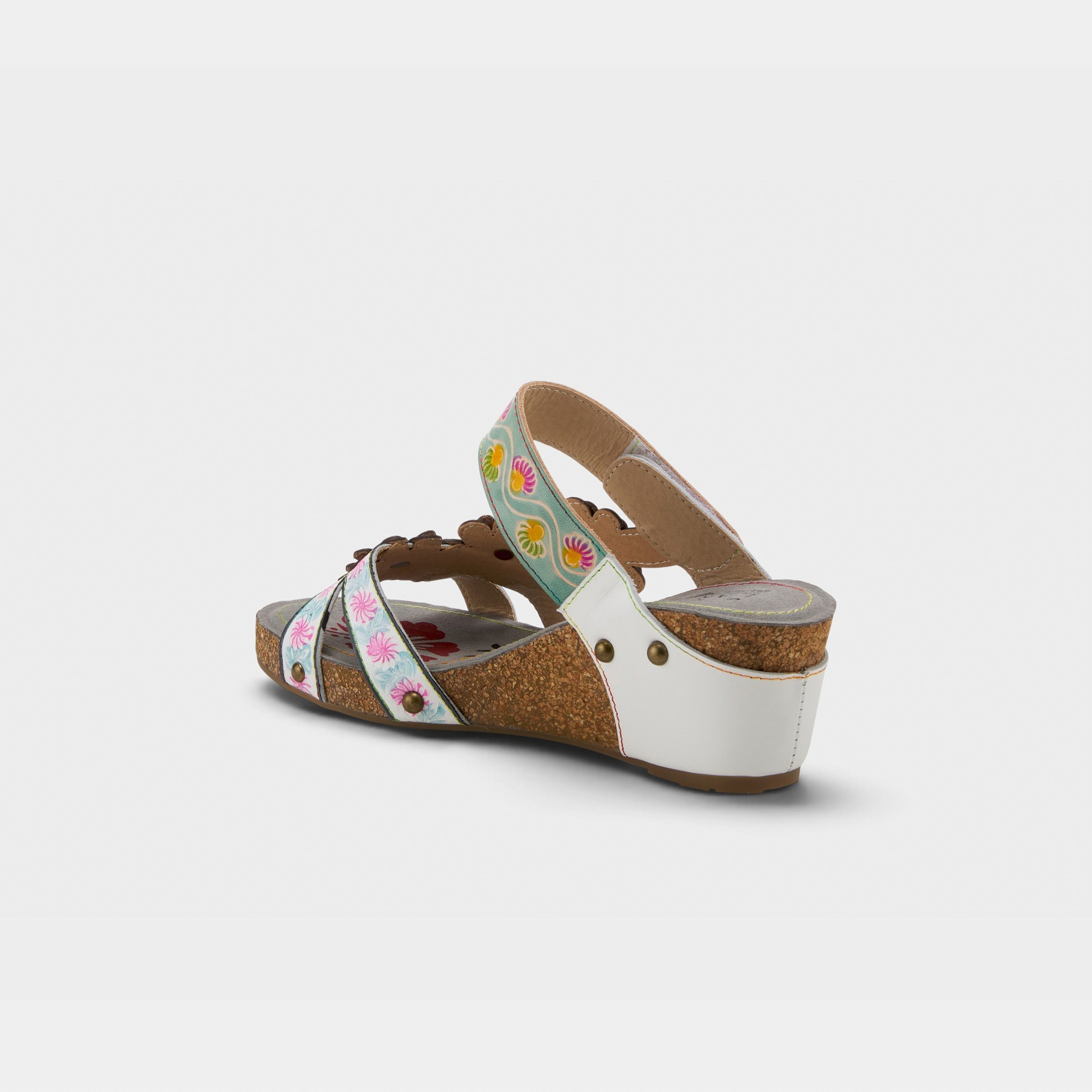 L'Artiste Delight slide sandals in White Multi, alternate angle view
