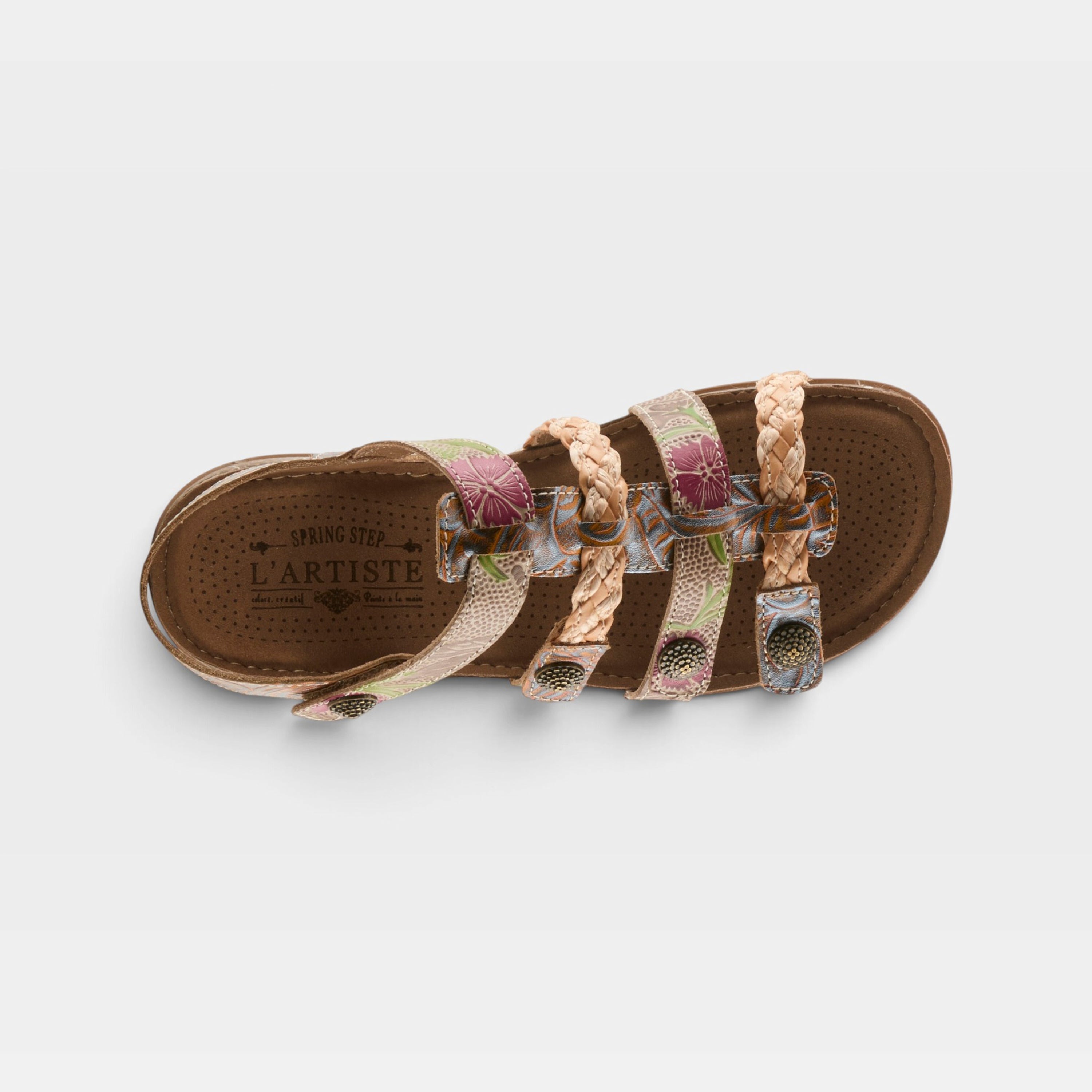 L'Artiste Delila sandals in Mango Multi, top view
