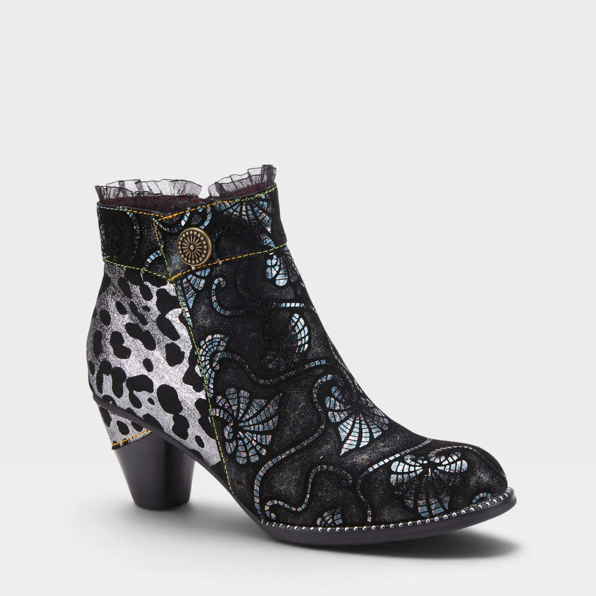 L'Artiste DESSA BOOTIE in BLACK MULTI, front view