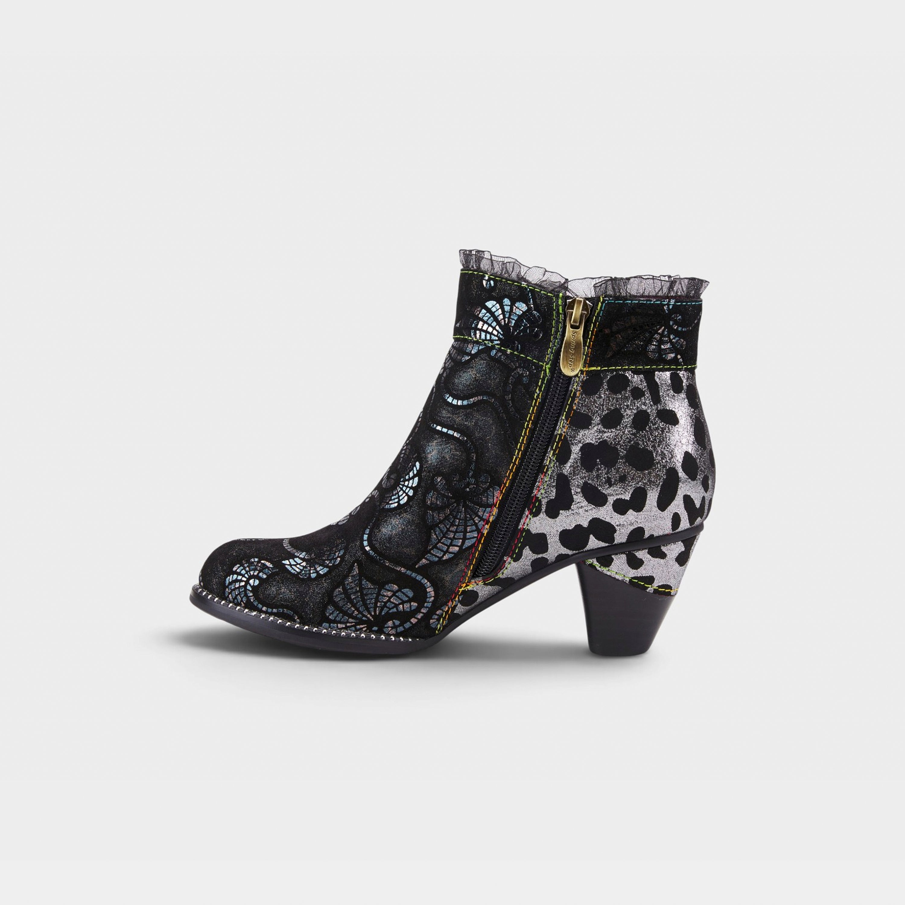L'Artiste Dessa bootie in Black Multi, side view