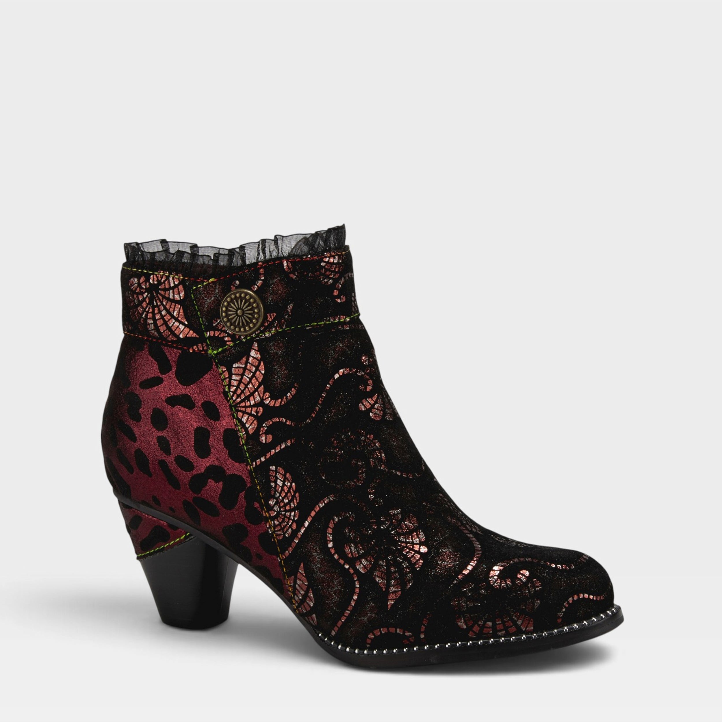 L'Artiste DESSA BOOTIE in BORDEAUX MULTI, front view