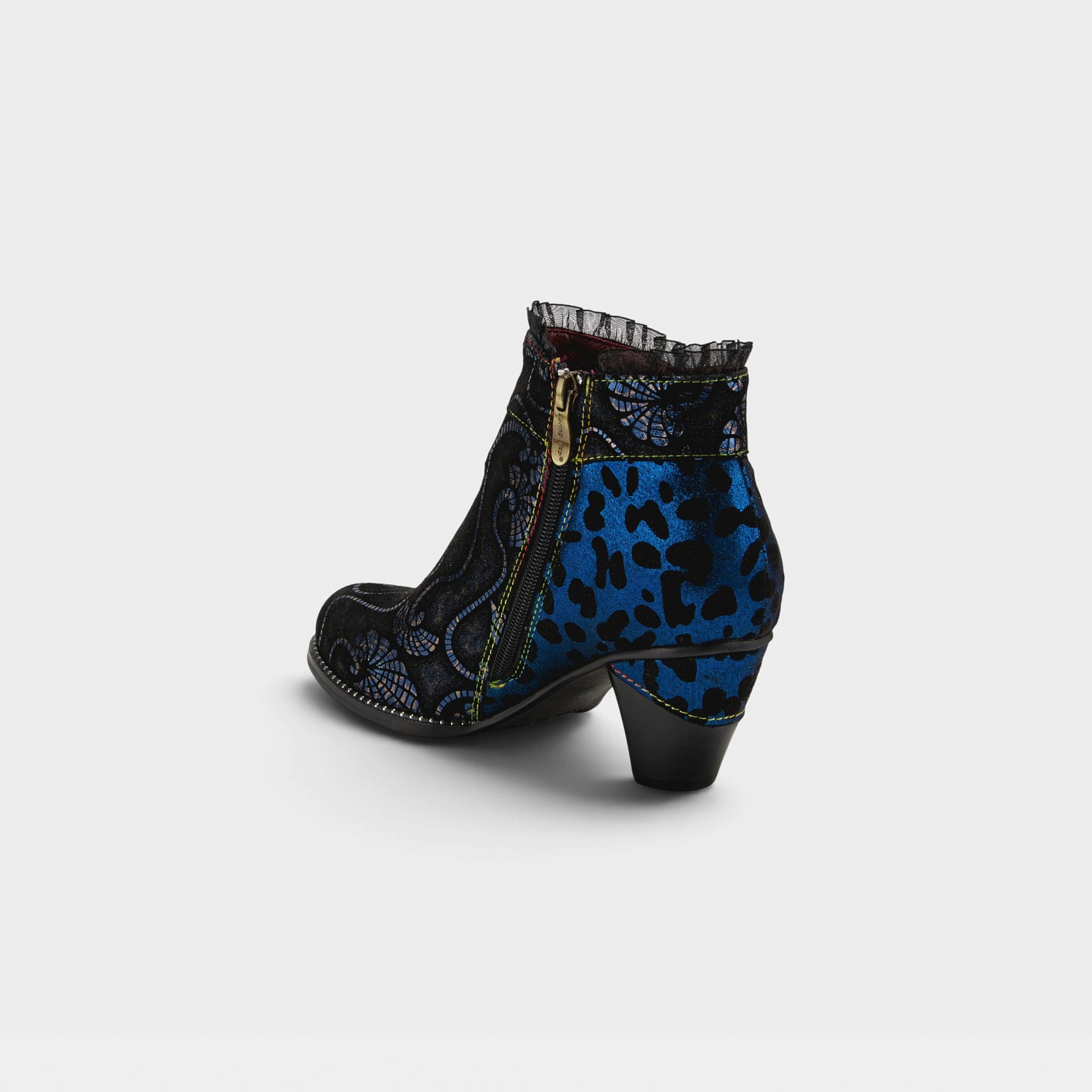 L'Artiste Dessa bootie in Navy Multi, alternate angle view