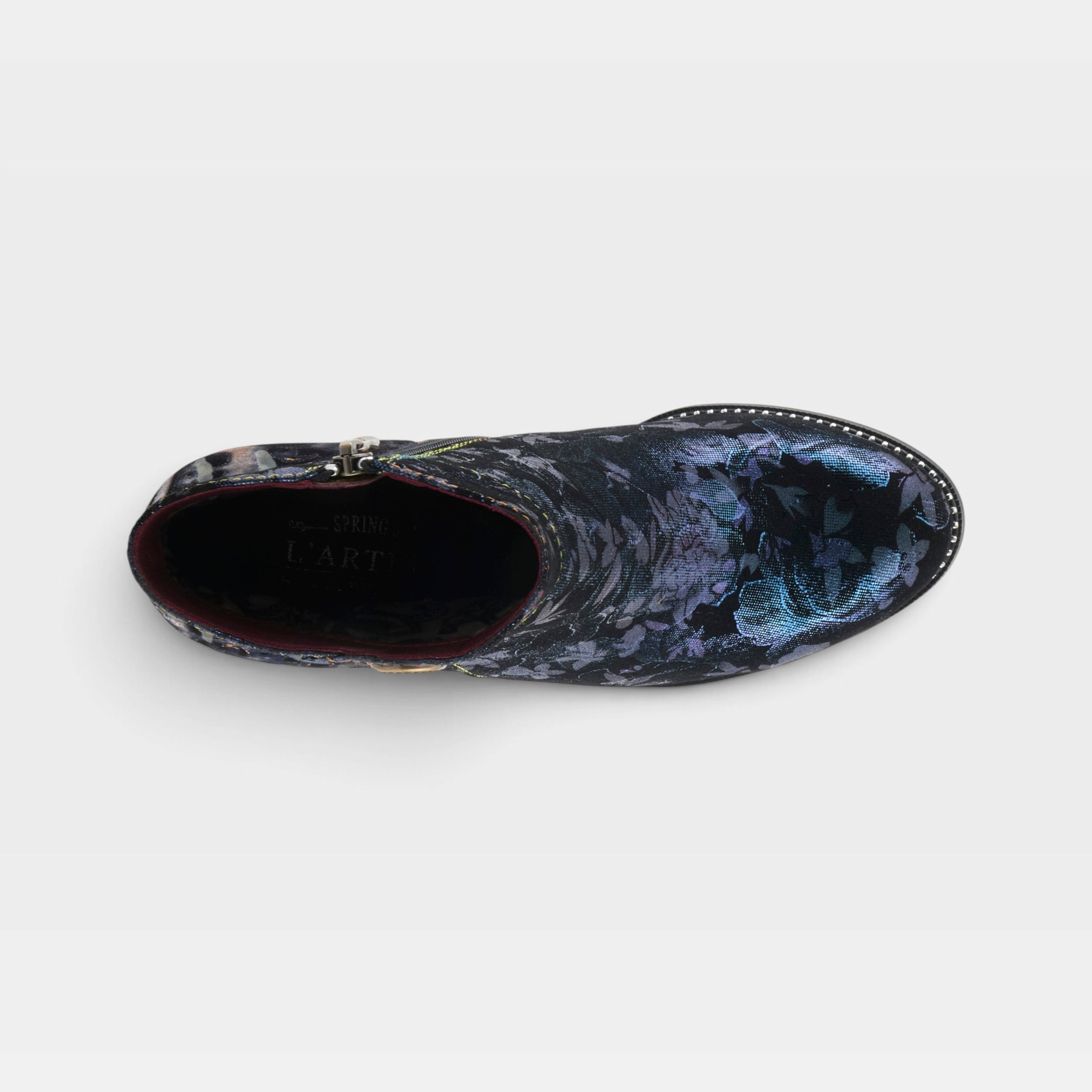 L'Artiste Dessalynn boots in Navy Multi, top view