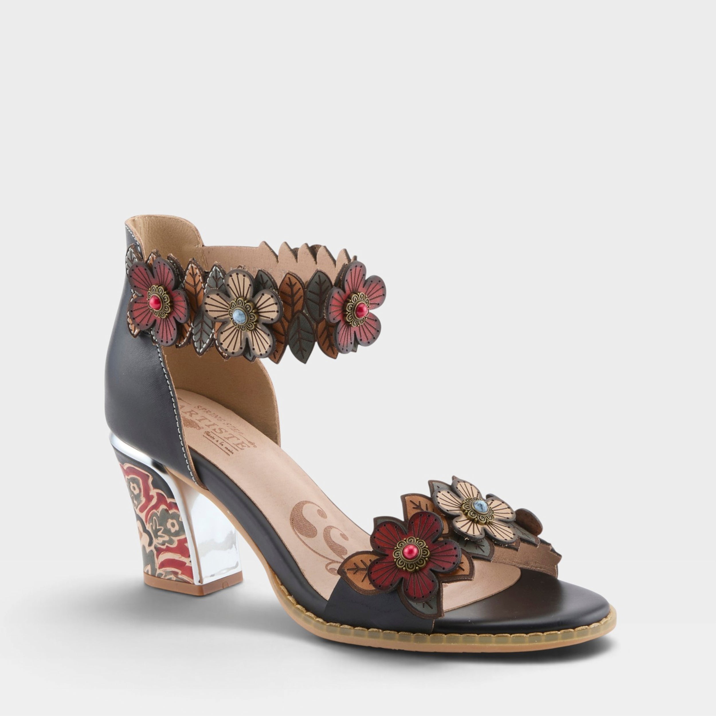 L'Artiste DOUBLELOVE SANDALS in BLACK MULTI, front view