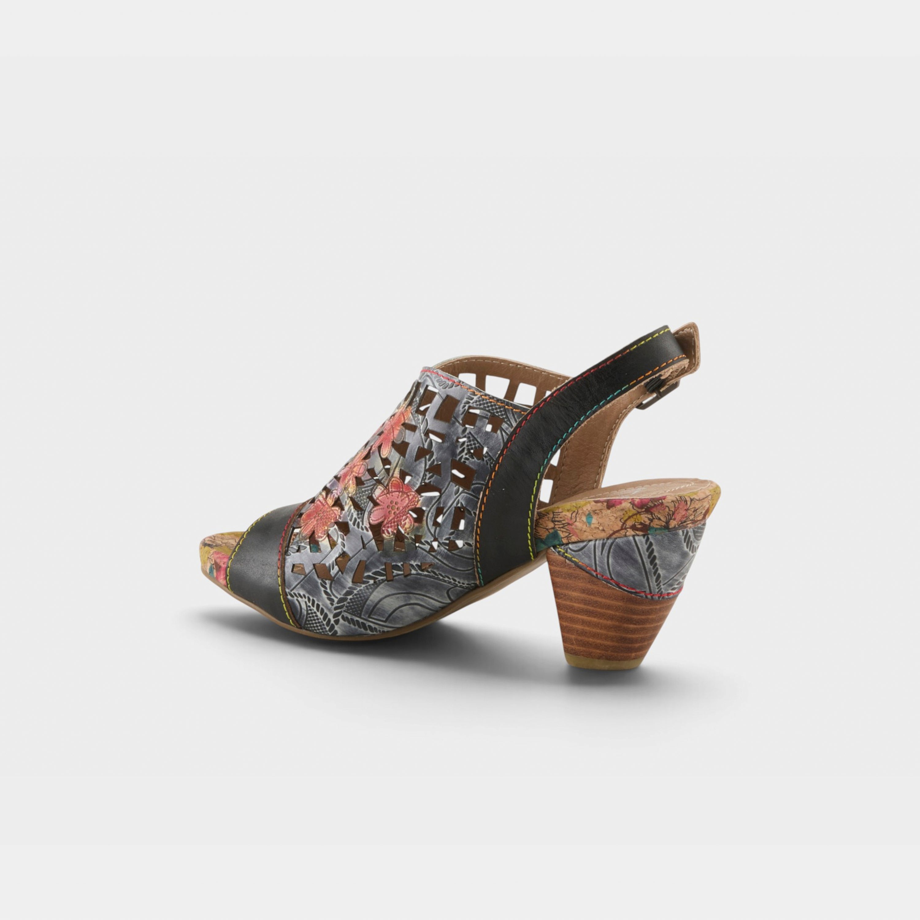 L'Artiste Eclipsing sandals in Black Multi, alternate angle view