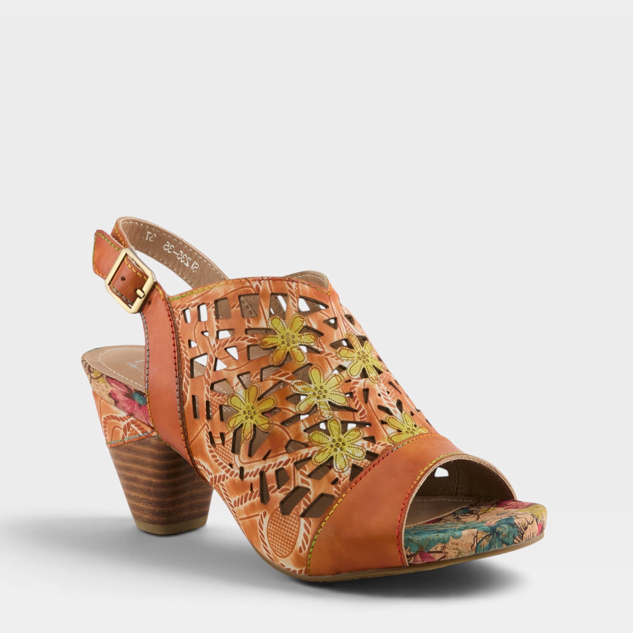 L'Artiste ECLIPSING SANDALS in ORANGE MULTI, front view
