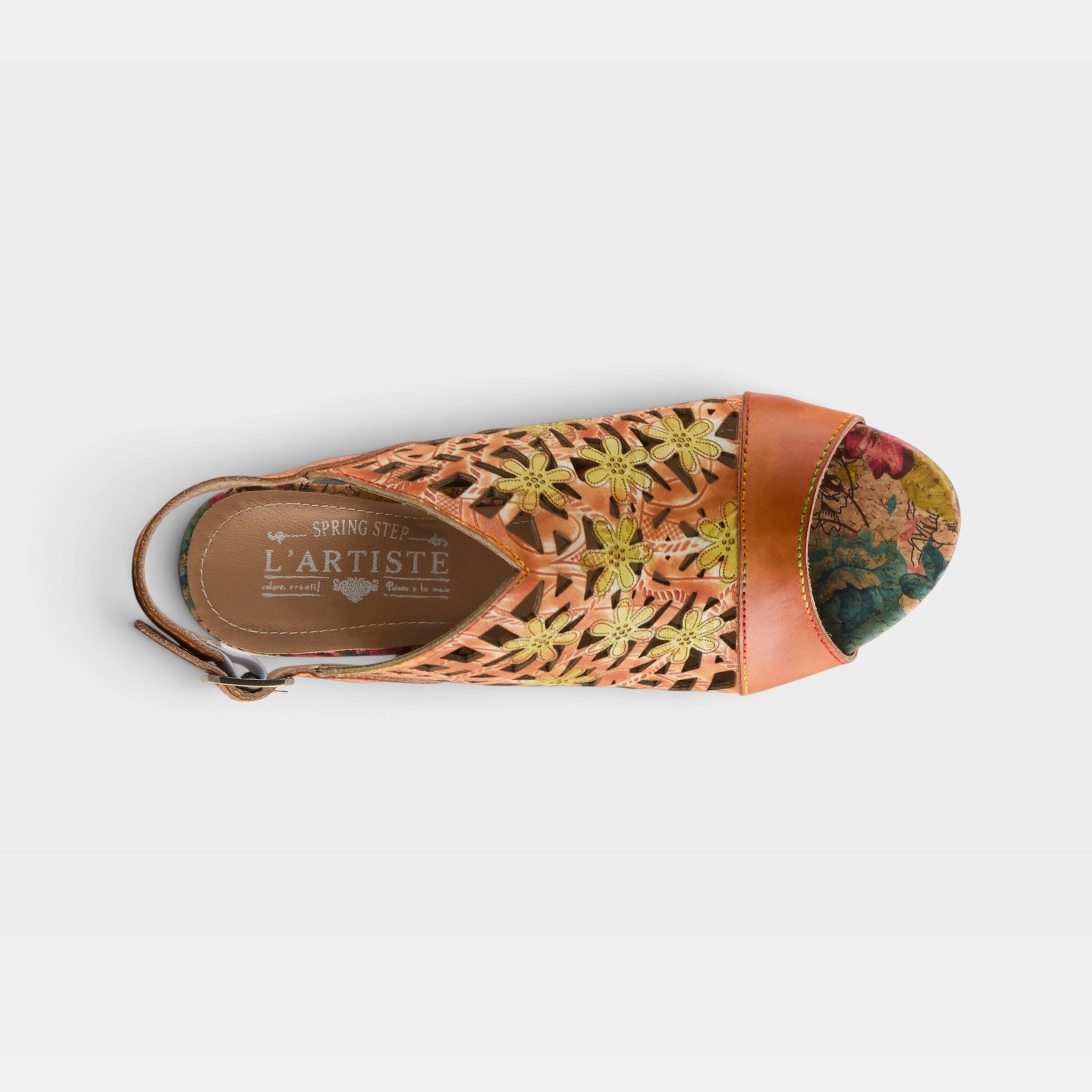 L'Artiste Eclipsing sandals in Orange Multi, top view