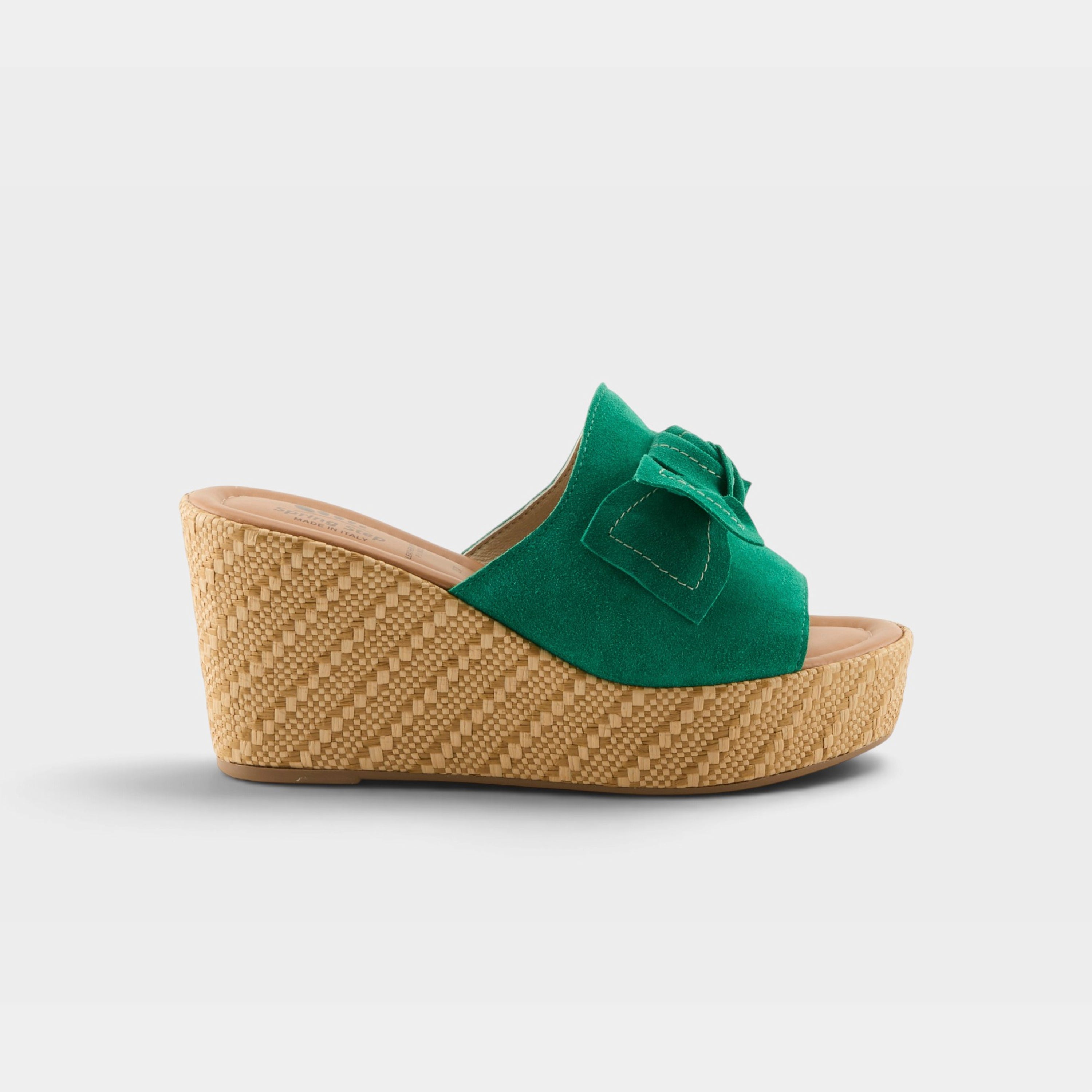 Spring Step Ellyn-Woven Green Suede Slide Sandal