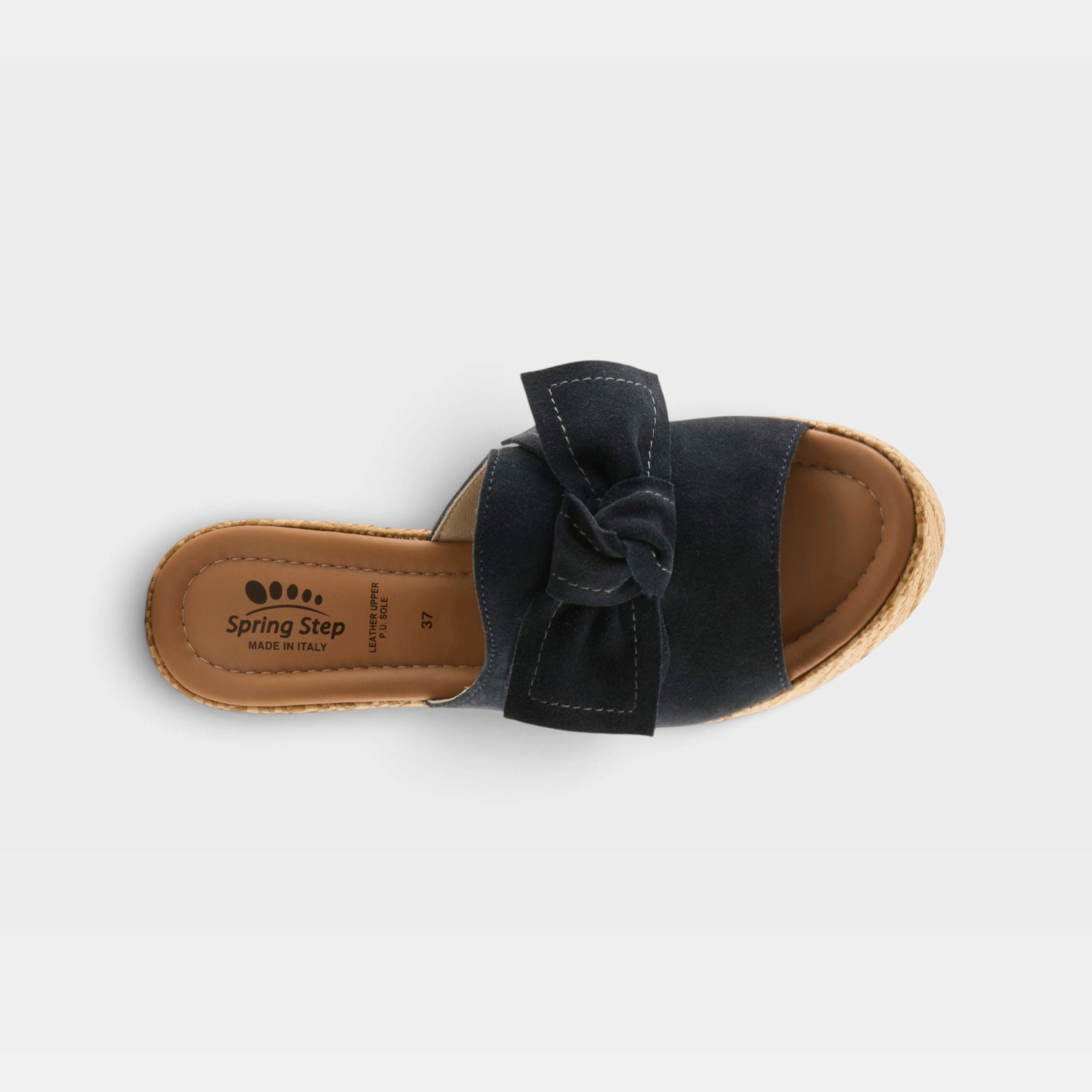 Spring Step Ellyn-Woven Navy Suede Slide Sandal