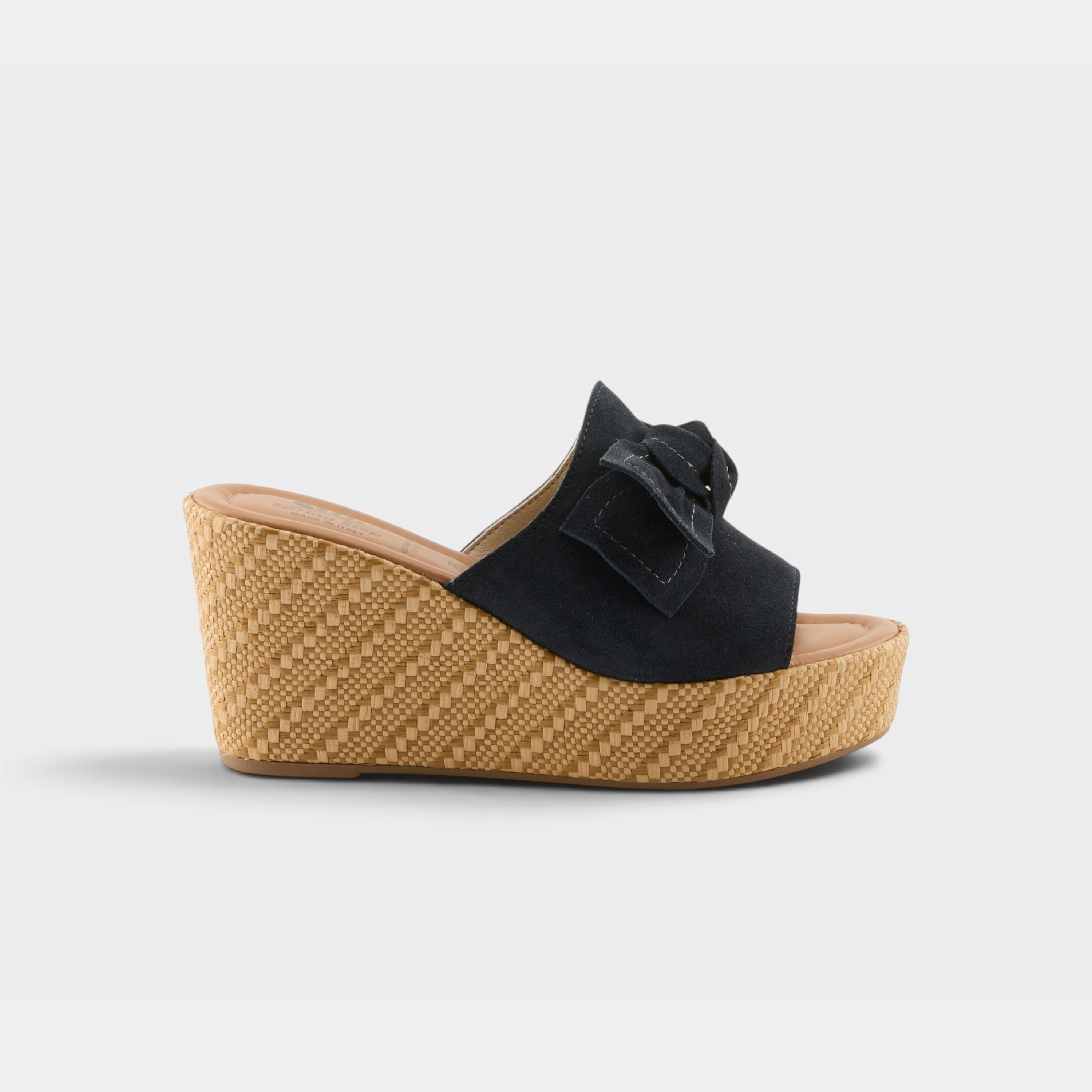 Spring Step Ellyn-Woven Navy Suede Slide Sandal
