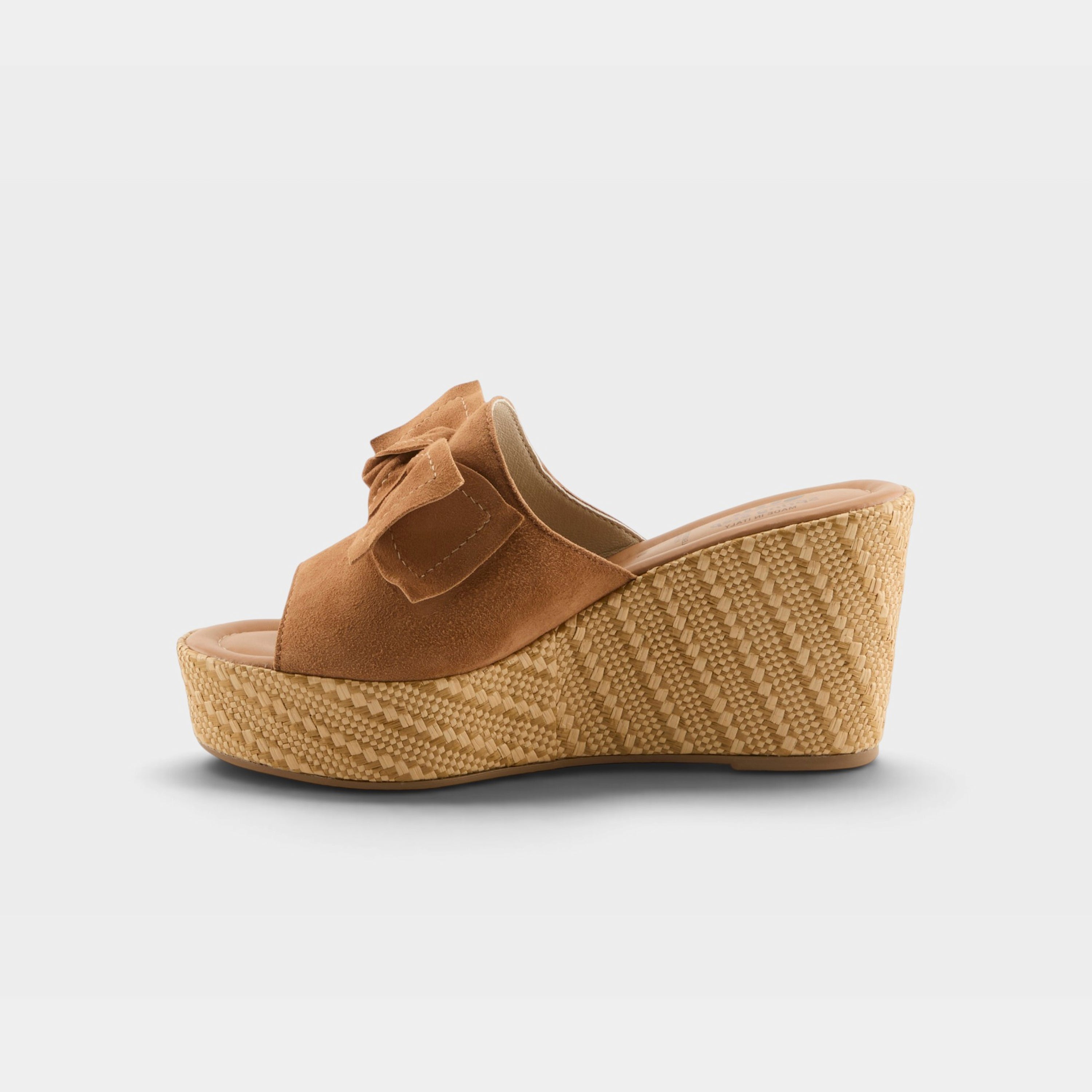 Spring Step Ellyn-Woven Tan Suede Slide Sandal