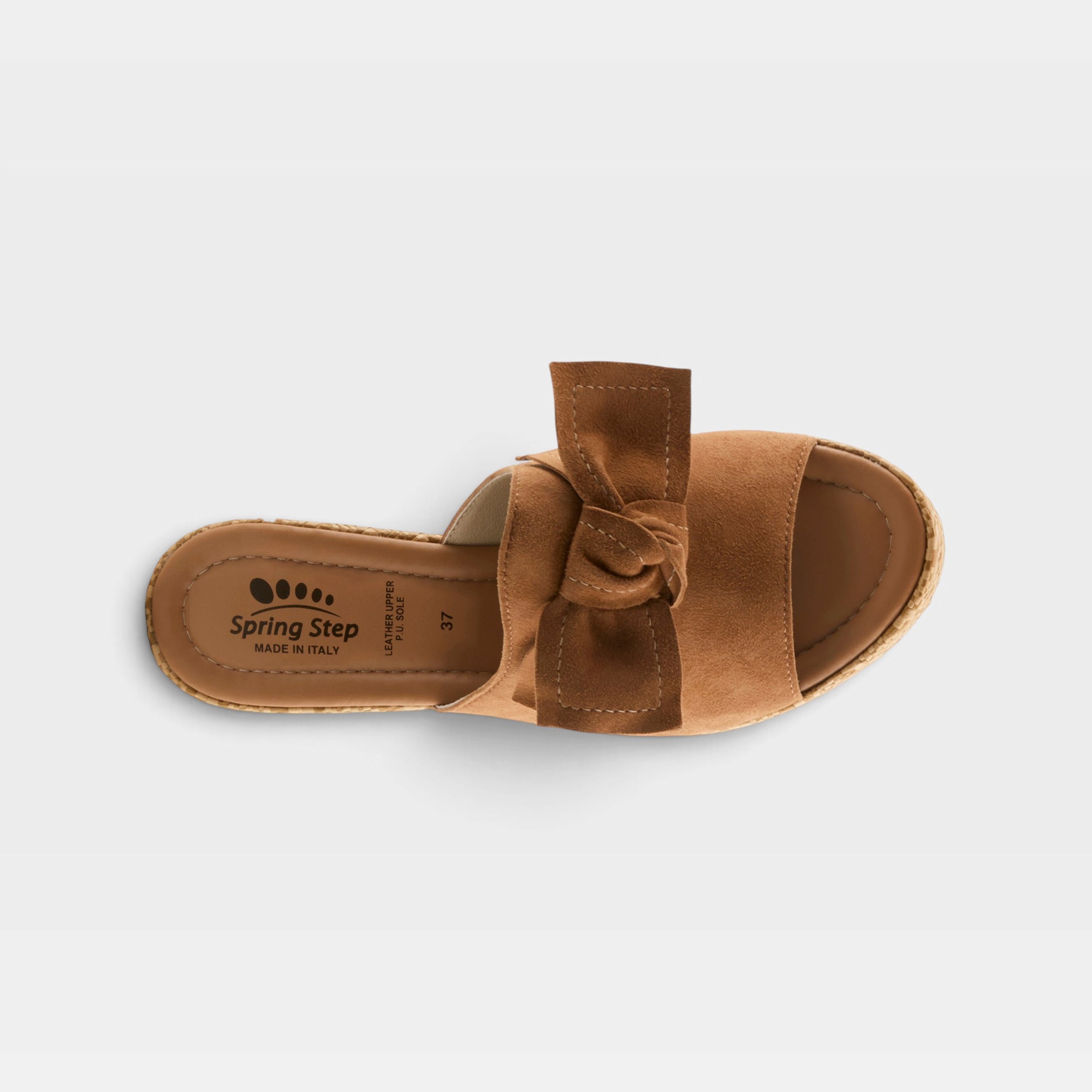 Spring Step Ellyn-Woven Tan Suede Slide Sandal