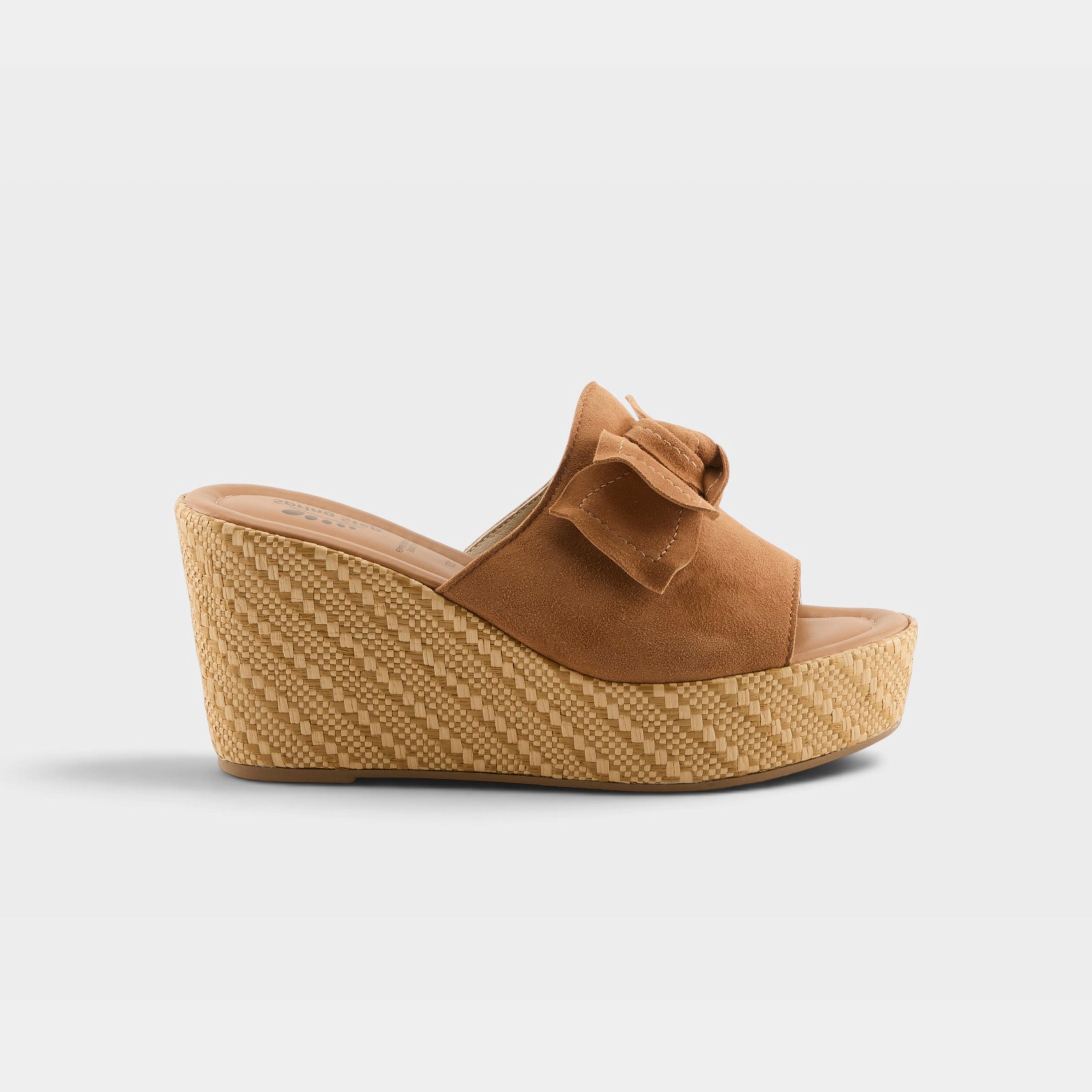 Spring Step Ellyn-Woven Tan Suede Slide Sandal