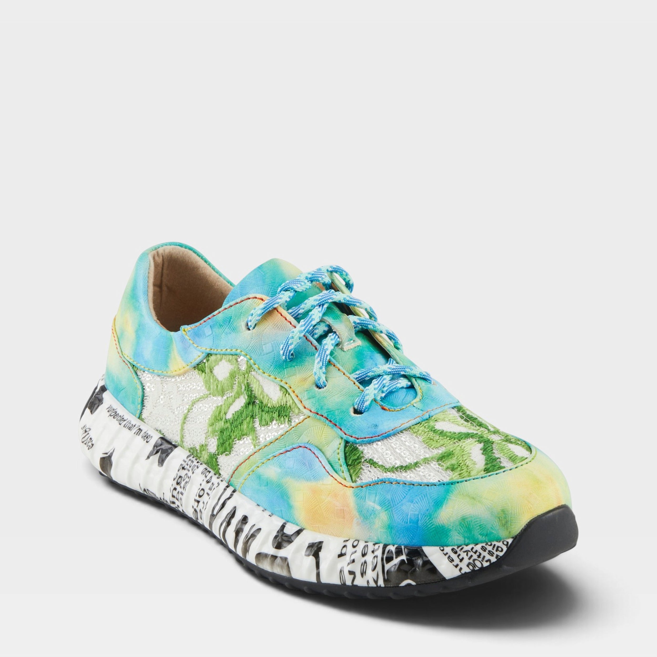 L'Artiste EMELIE SNEAKERS in TURQUOISE MULTI, front view
