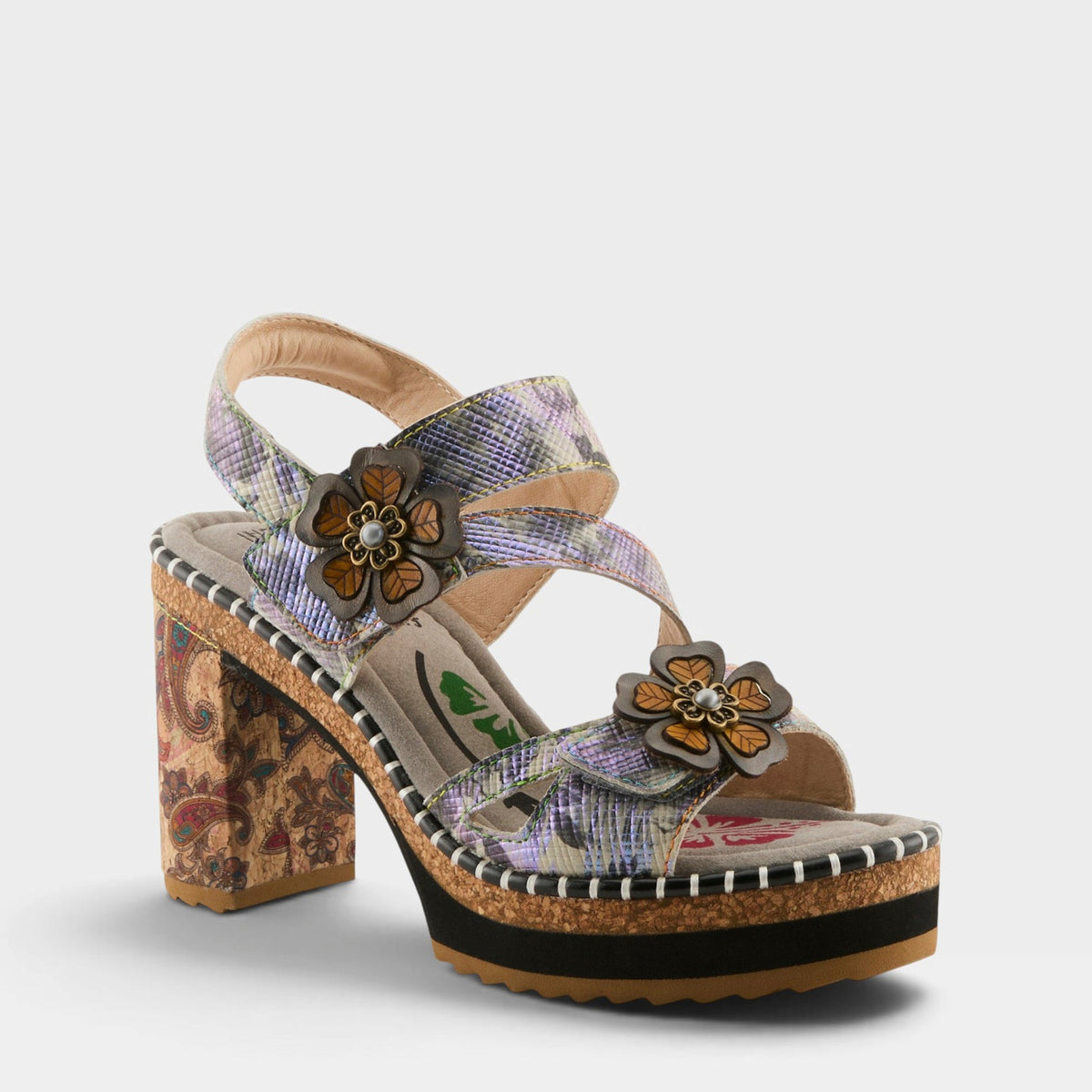 L'Artiste ESCAPARTIST SANDAL in BLUE MULTI, front view