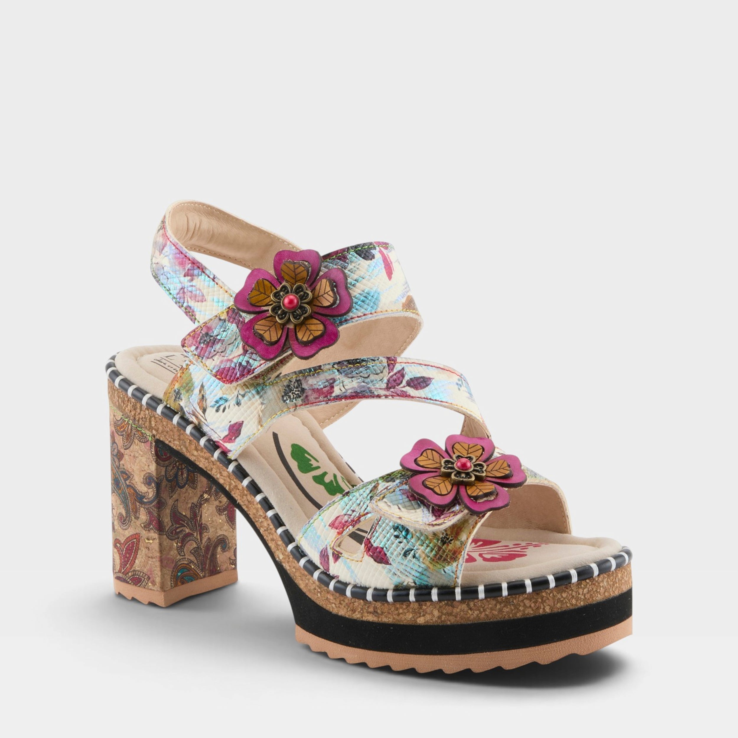 L'Artiste ESCAPARTIST SANDAL in PLUM MULTI, front view
