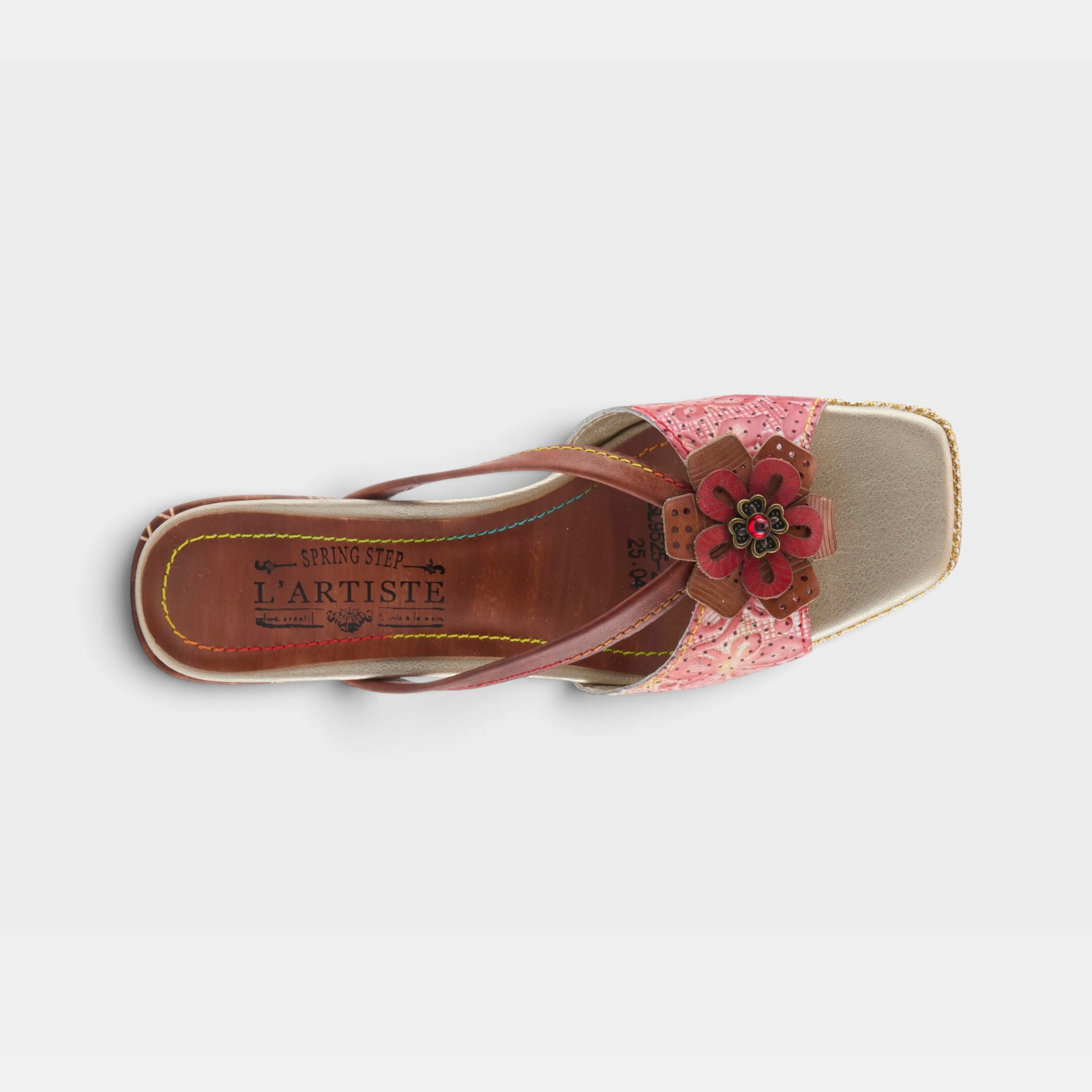 L'Artiste Europa sandals in Brown Multi, top view