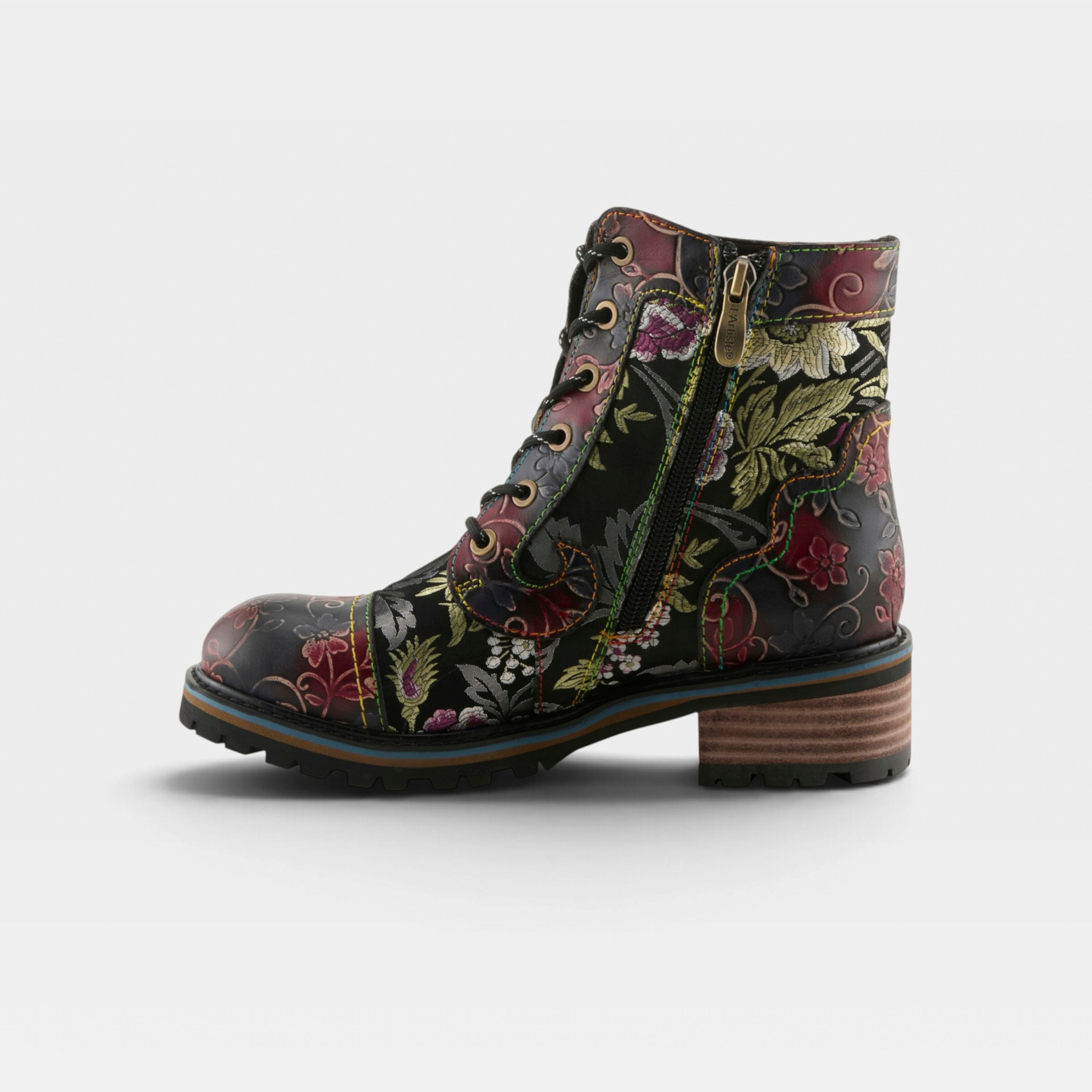 L'Artiste Fantastic booties in Black Multi, side view