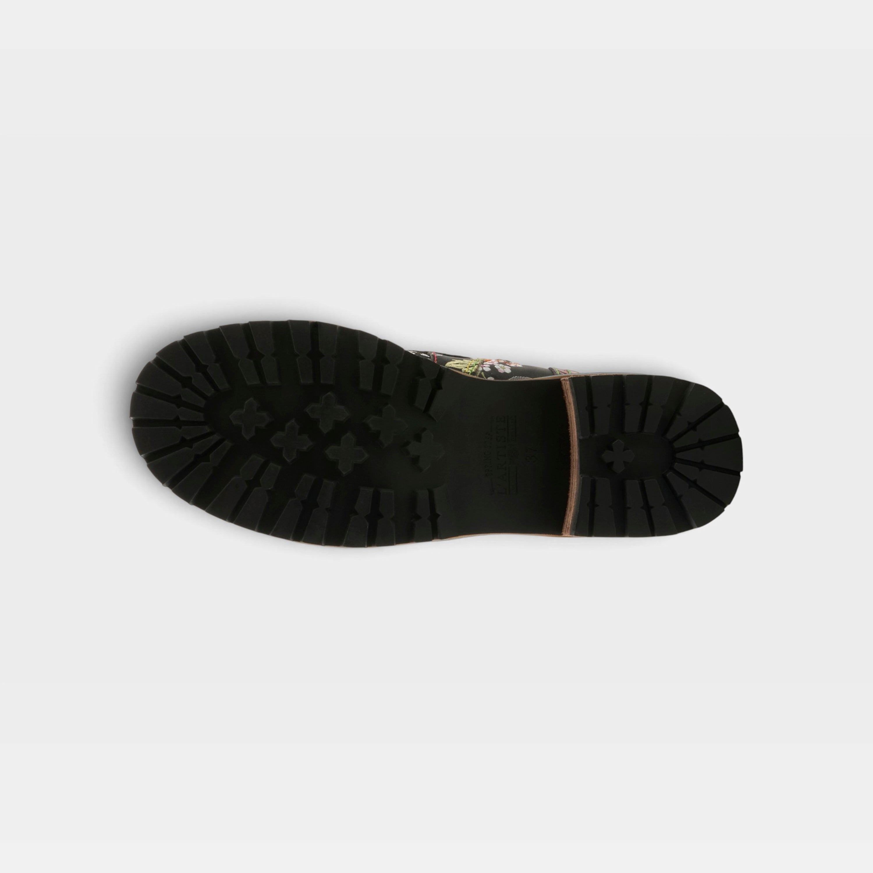 L'Artiste Fantastic booties in Black Multi, outsole view