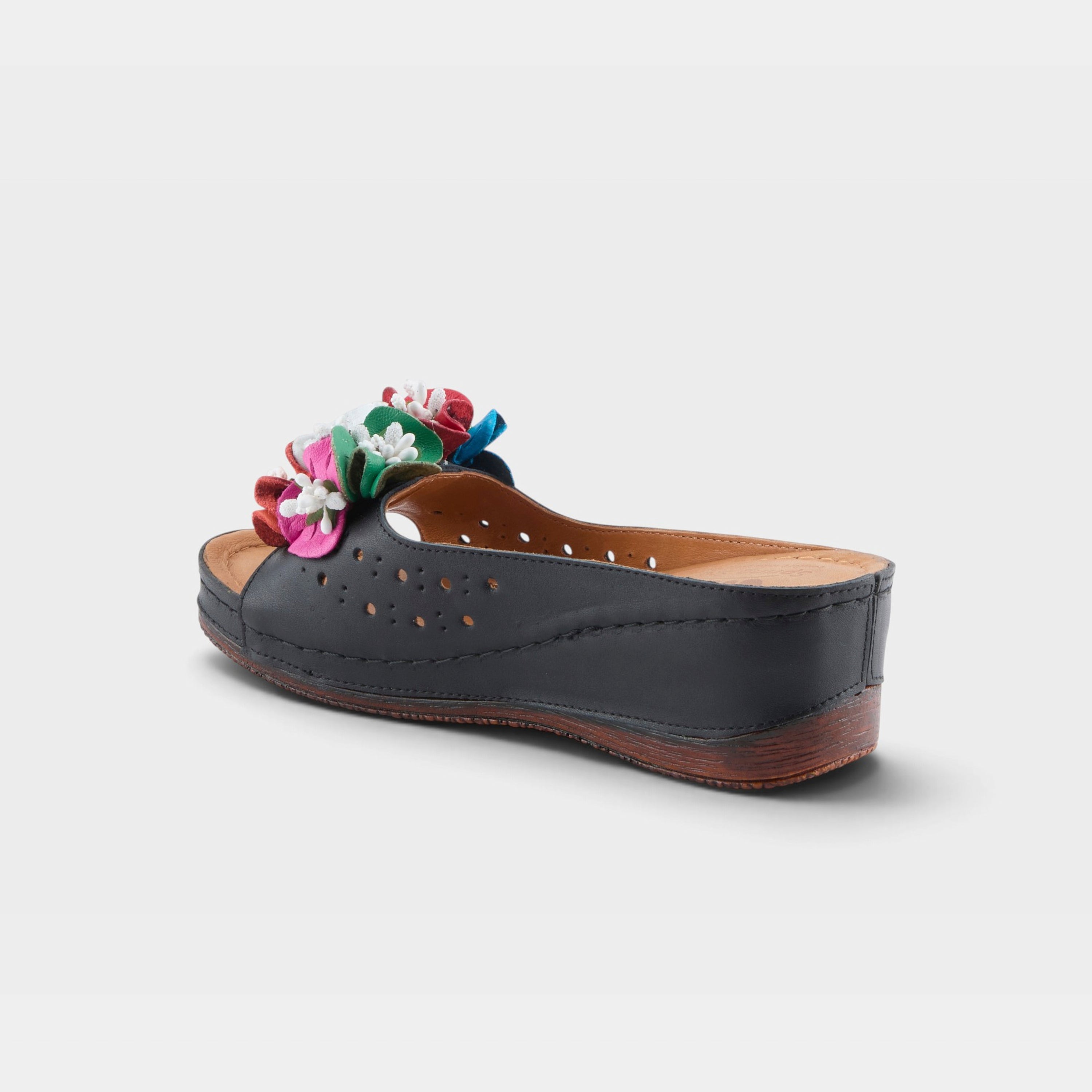 Spring Step Flowerchild Black Slide Sandal