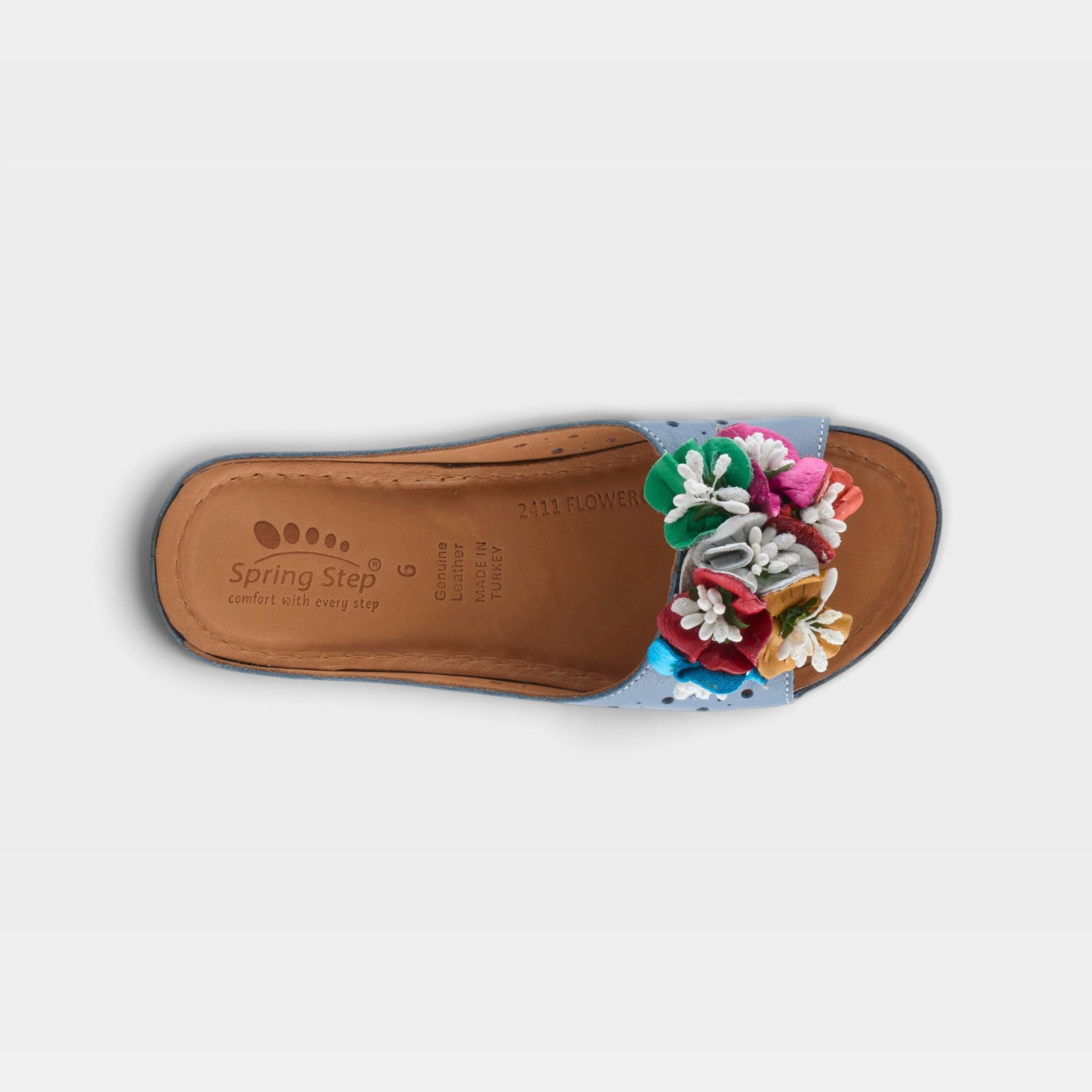 Spring Step Flowerchild Blue Slide Sandal