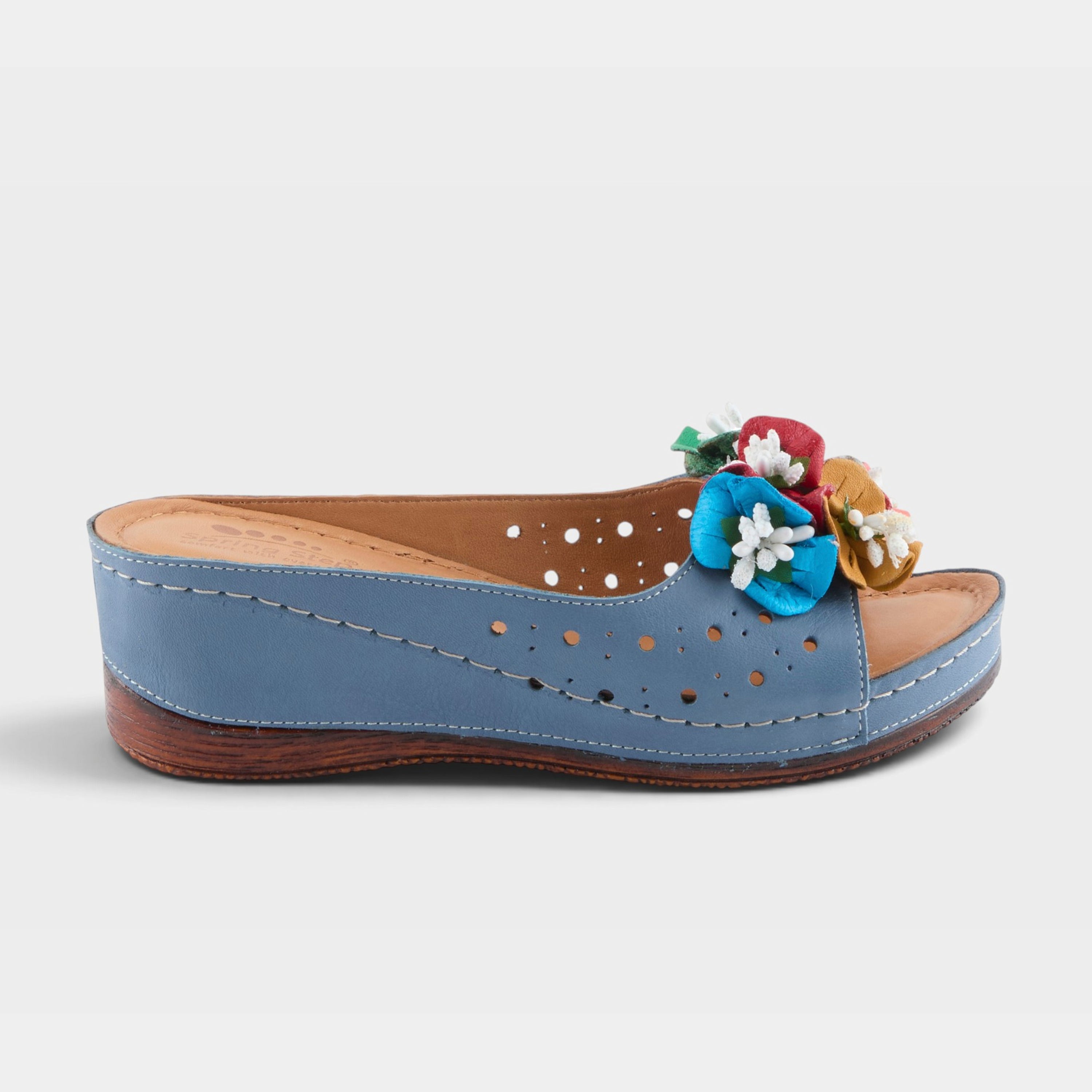 Spring Step Flowerchild Blue Slide Sandal