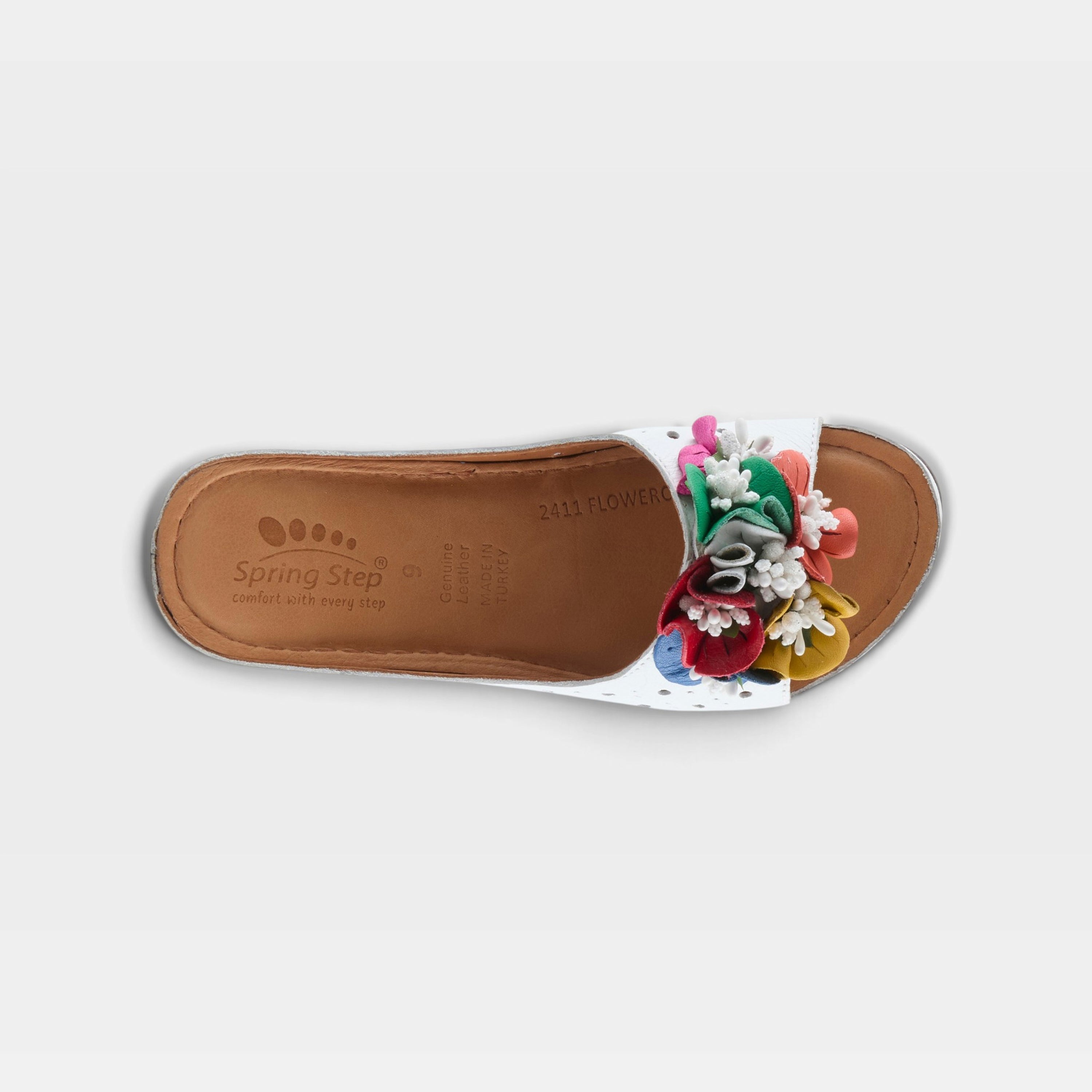Spring Step Flowerchild White Slide Sandal