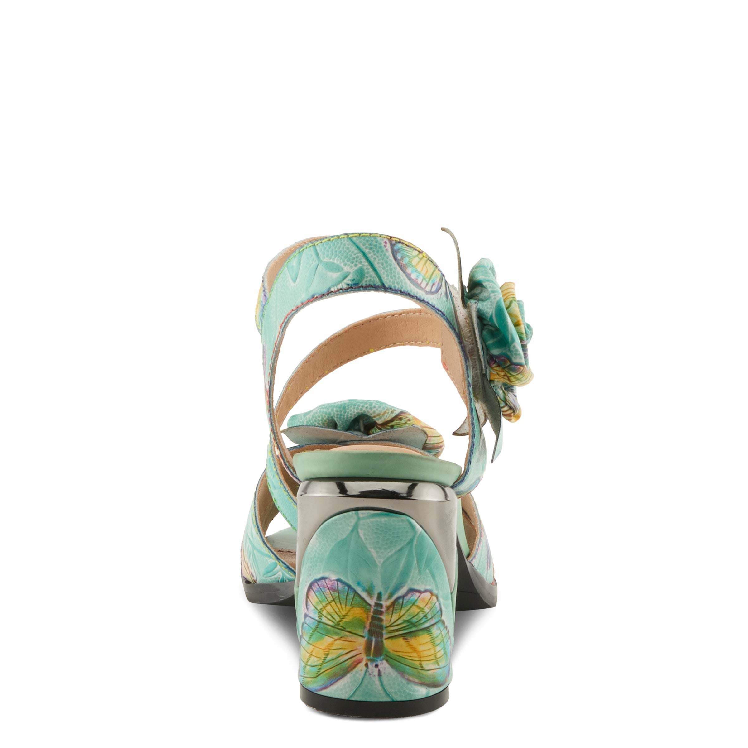 L'Artiste L'ARTISTE FLOWERPOWER SANDALS sandal in mint green multi with handcrafted leather design